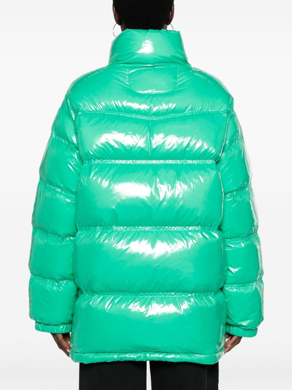 high-shine finish padded-design jacket - 4