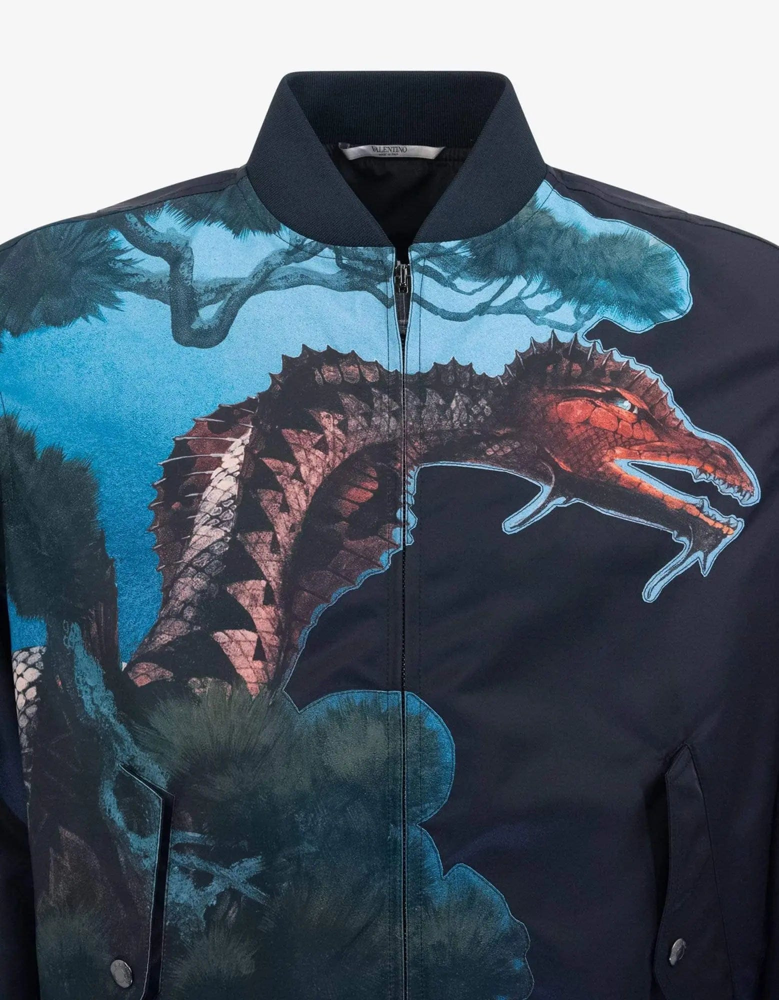 Valentino Navy Blue Dragons Garden Bomber Jacket - 4