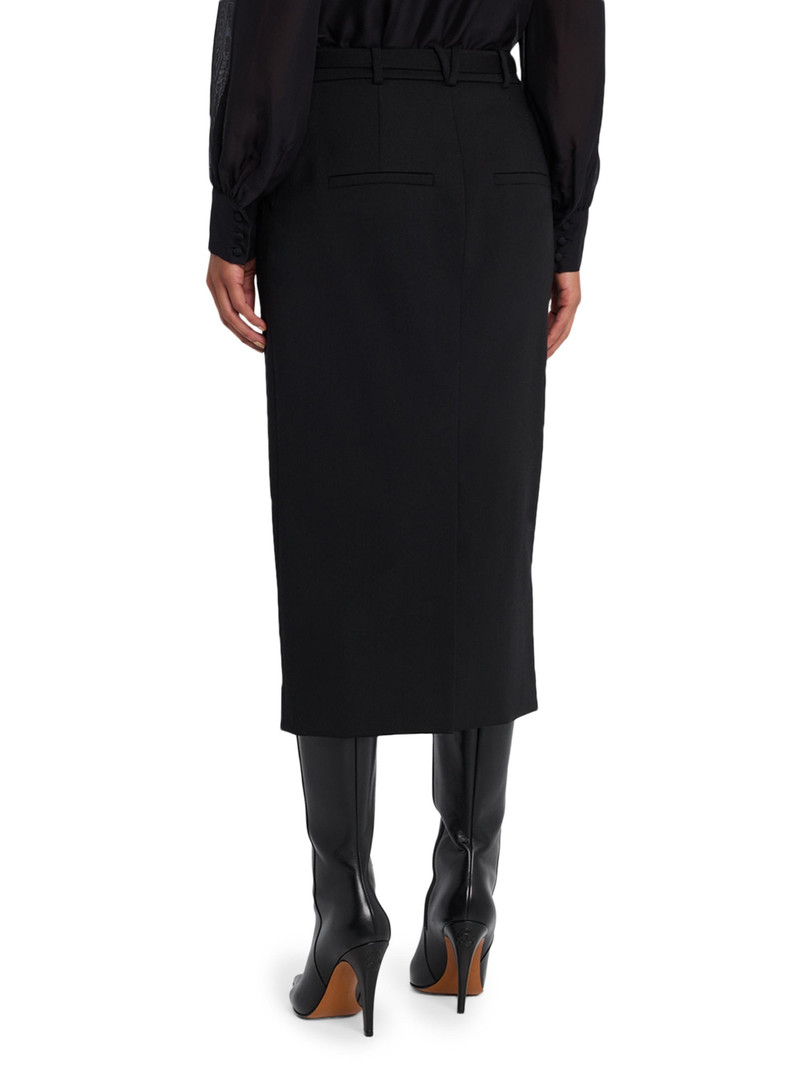 Women's Hoffman Belted Virgin-Wool Blend Midi-Skirt - Black 4