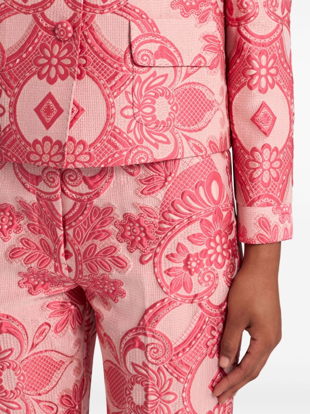 floral brocade-effect jacket - 4