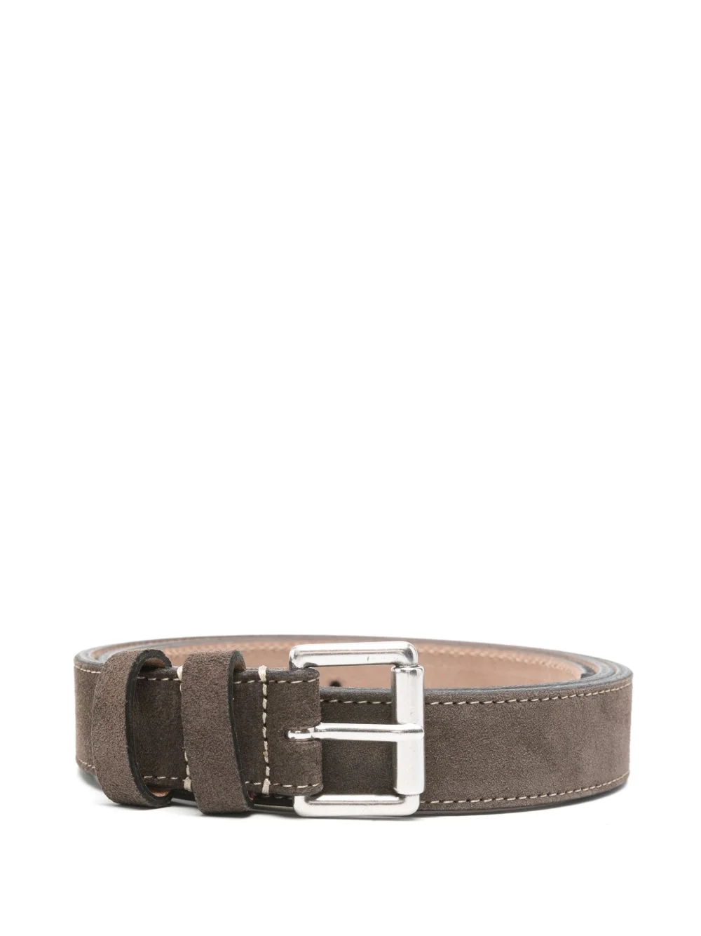 suede contrast-stitch belt - 1