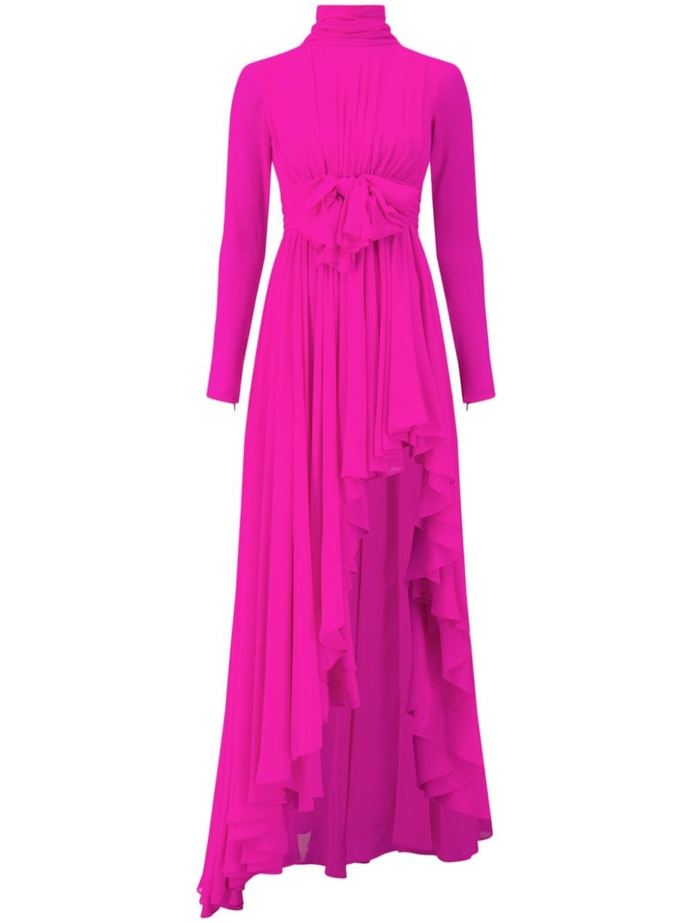 asymmetric draped silk-jersey gown - 1