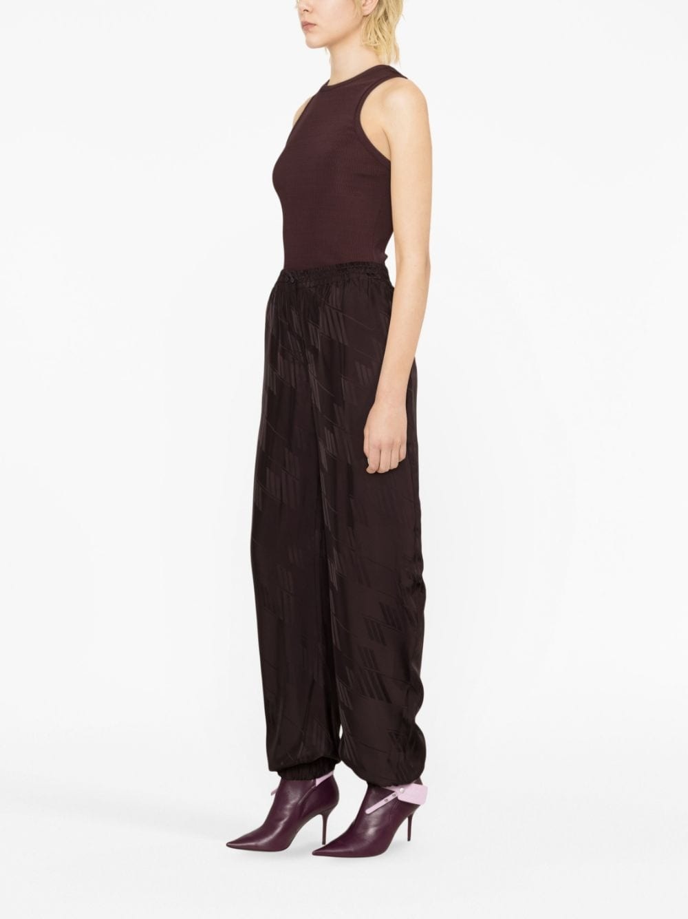 logo-jacquard tapered trousers - 4