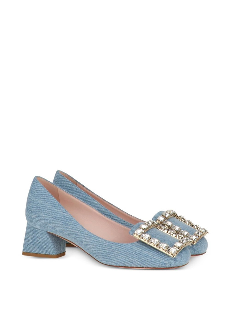 Roger Vivier crystal-buckle denim pumps outlook