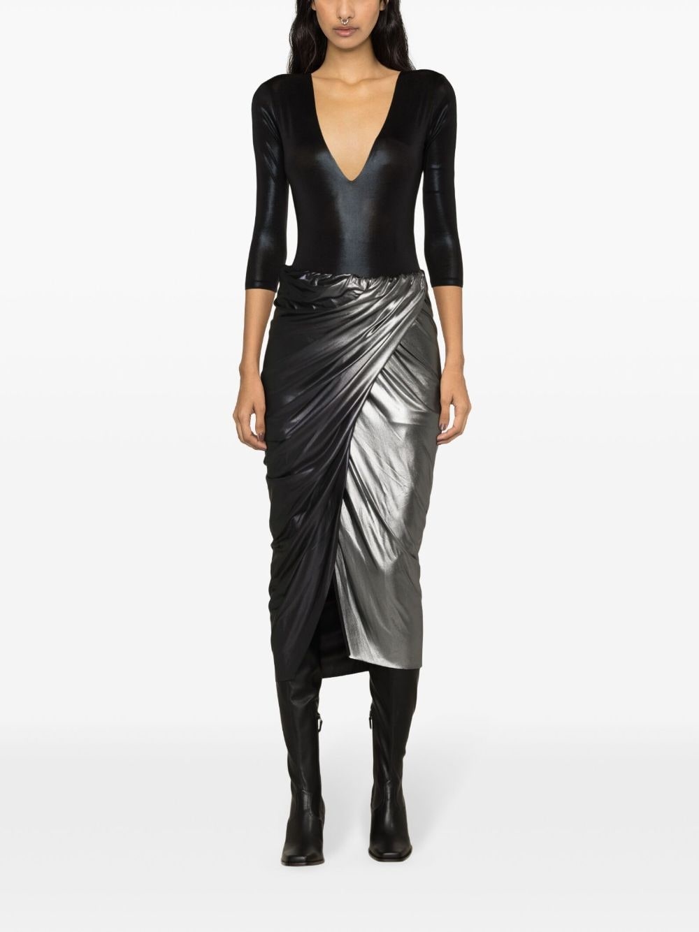 ombrÃ©-effect draped midi skirt - 2