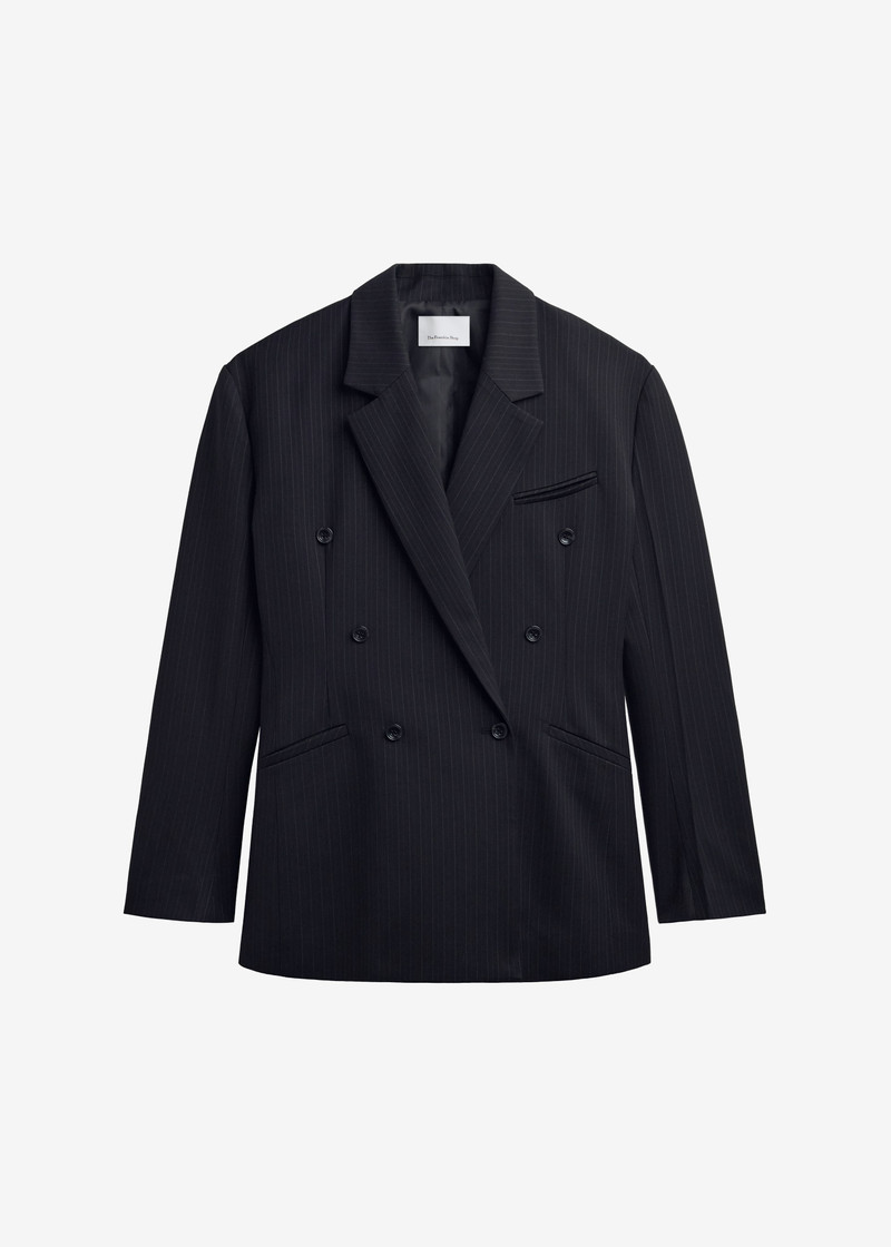 Helmond Double-Breasted Blazer - Black Multi Stripe 1