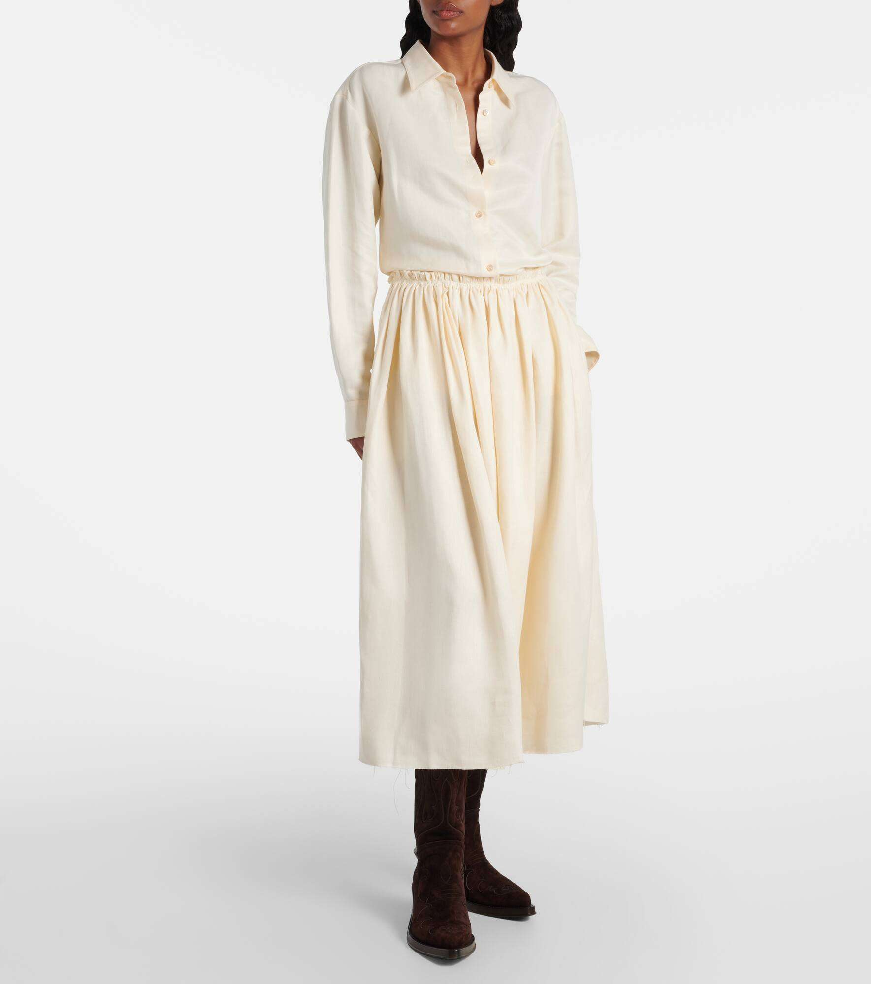 Chiara linen midi skirt - 2