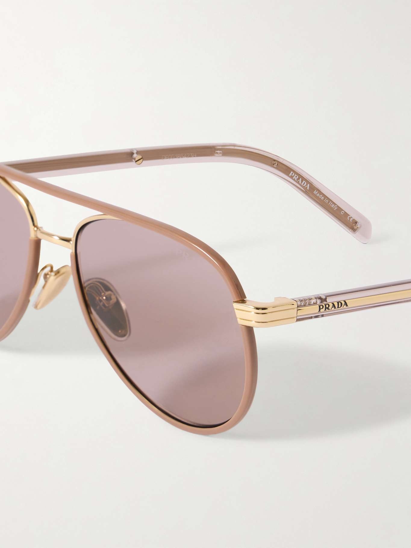 Aviator-style rose gold-tone and acetate sunglasses Gold - 4