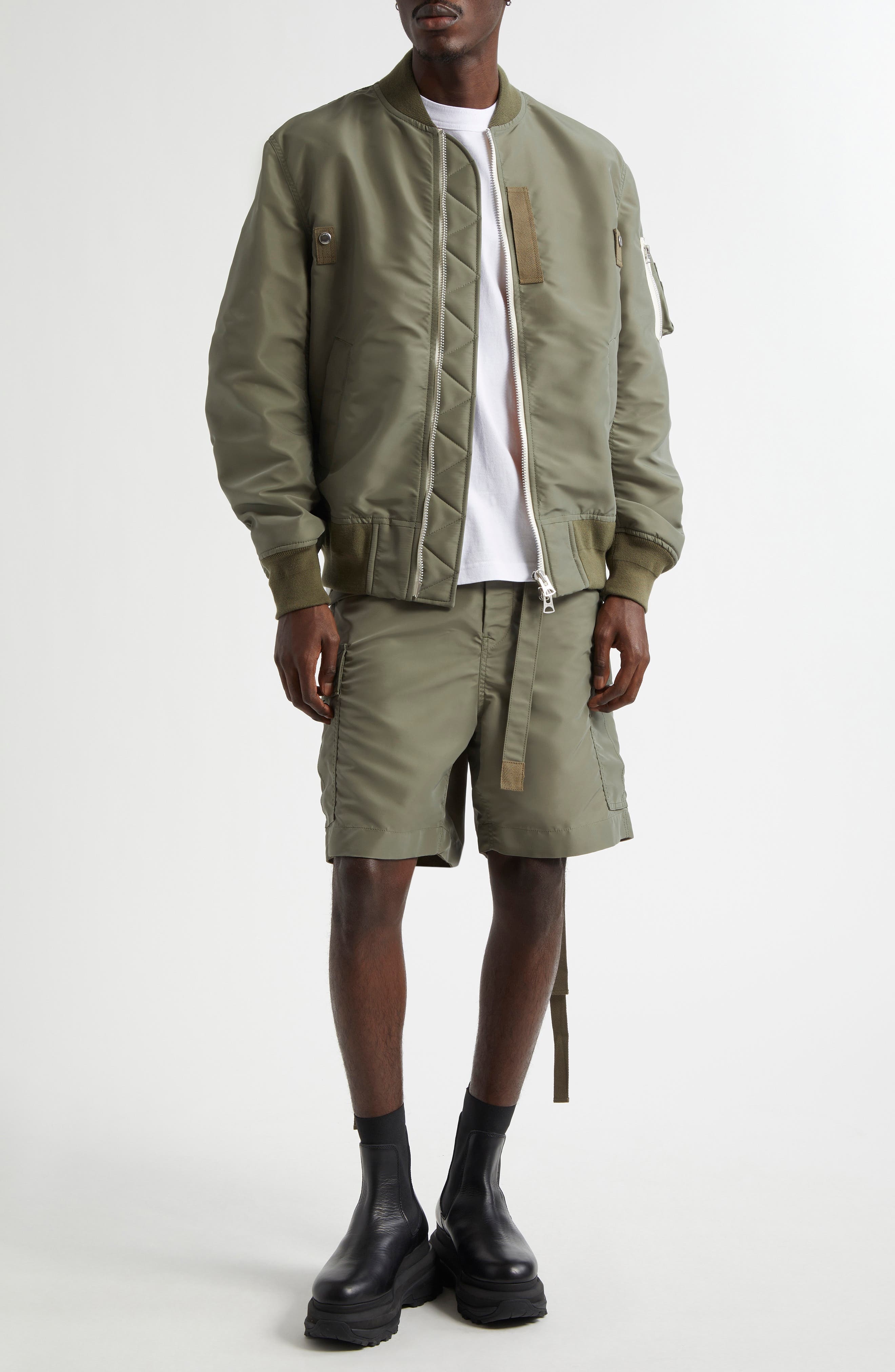 Sacai Nylon Twill Bomber Jacket in Khaki 501 at Nordstrom - 2