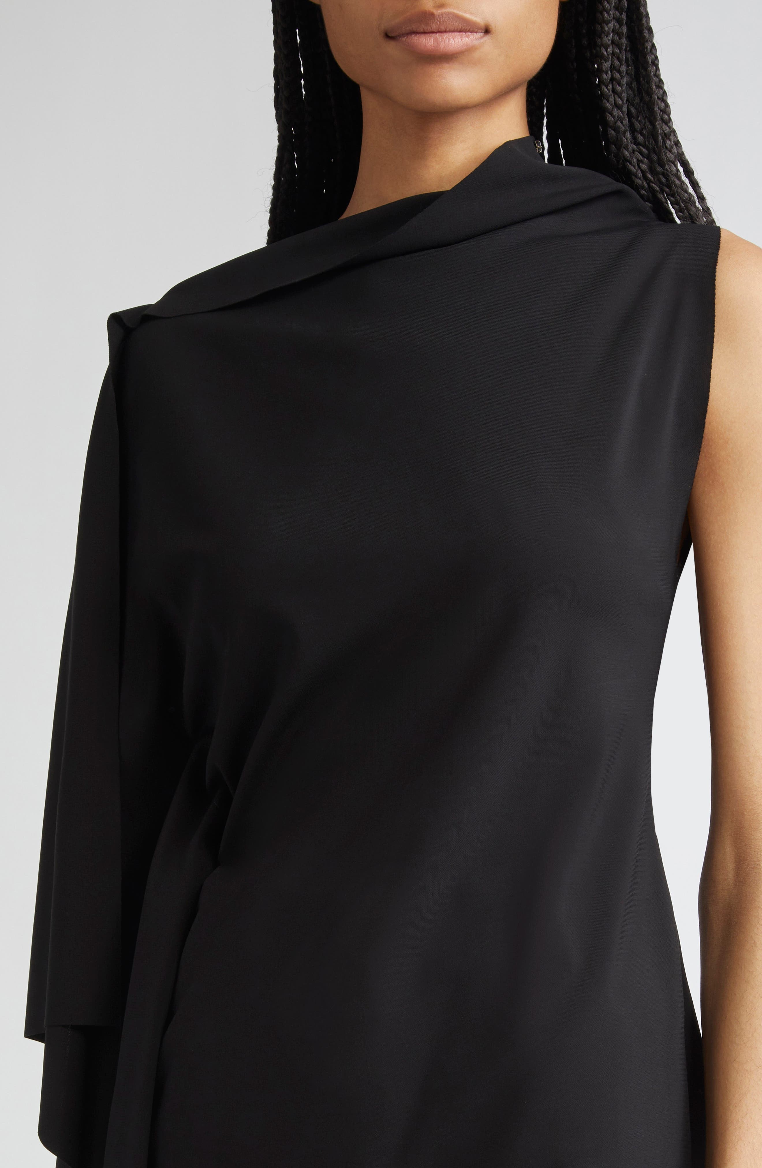 SPORTMAX Fiorella Asymmetric Jersey Top in Black at Nordstrom - 5