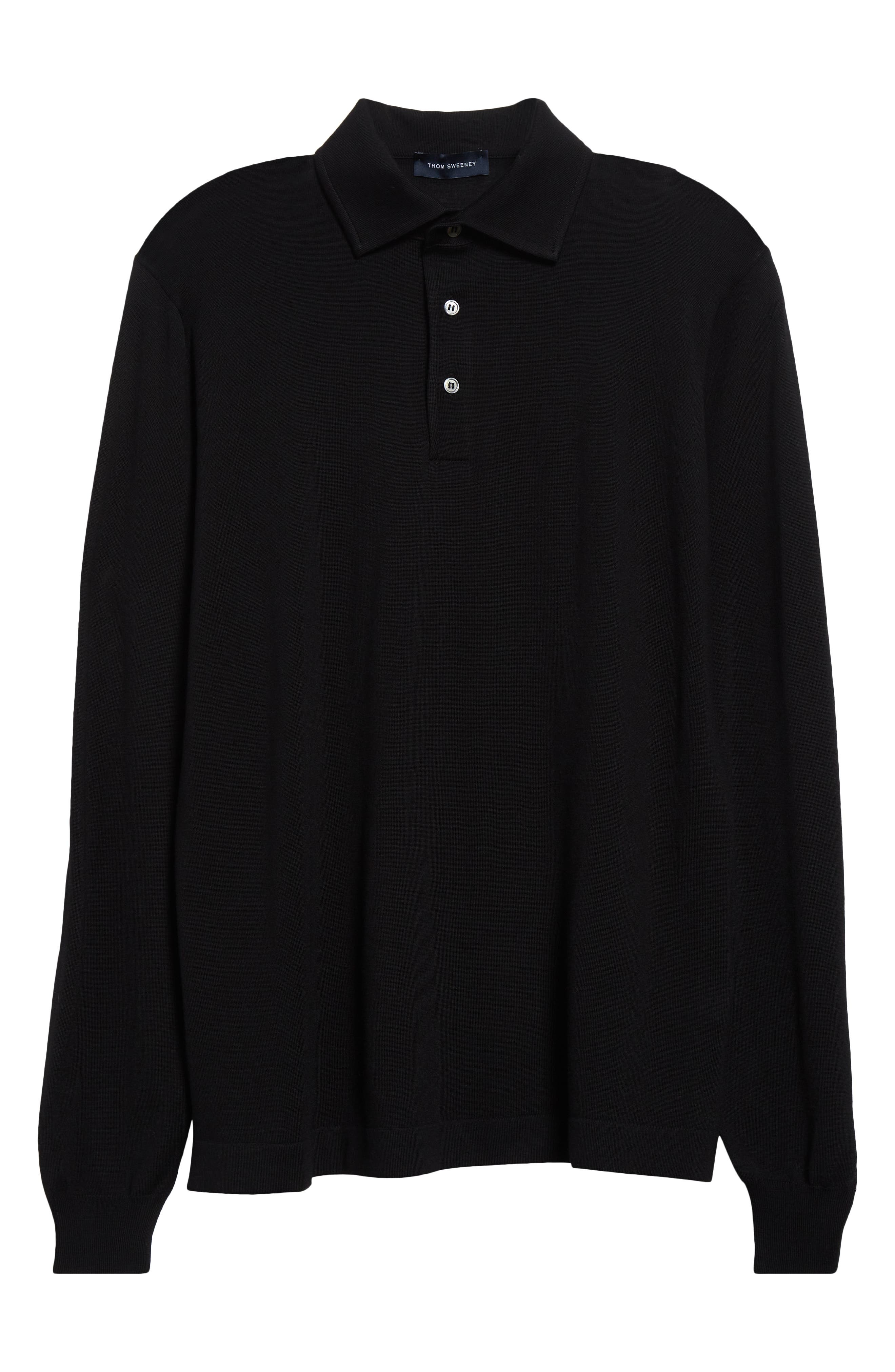 Thom Sweeney Extrafine Virgin Merino Wool Polo Sweater in Black at Nordstrom - 5