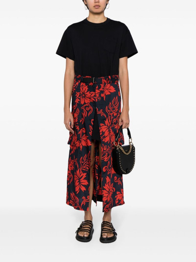 sacai floral-panel T-shirt dress outlook
