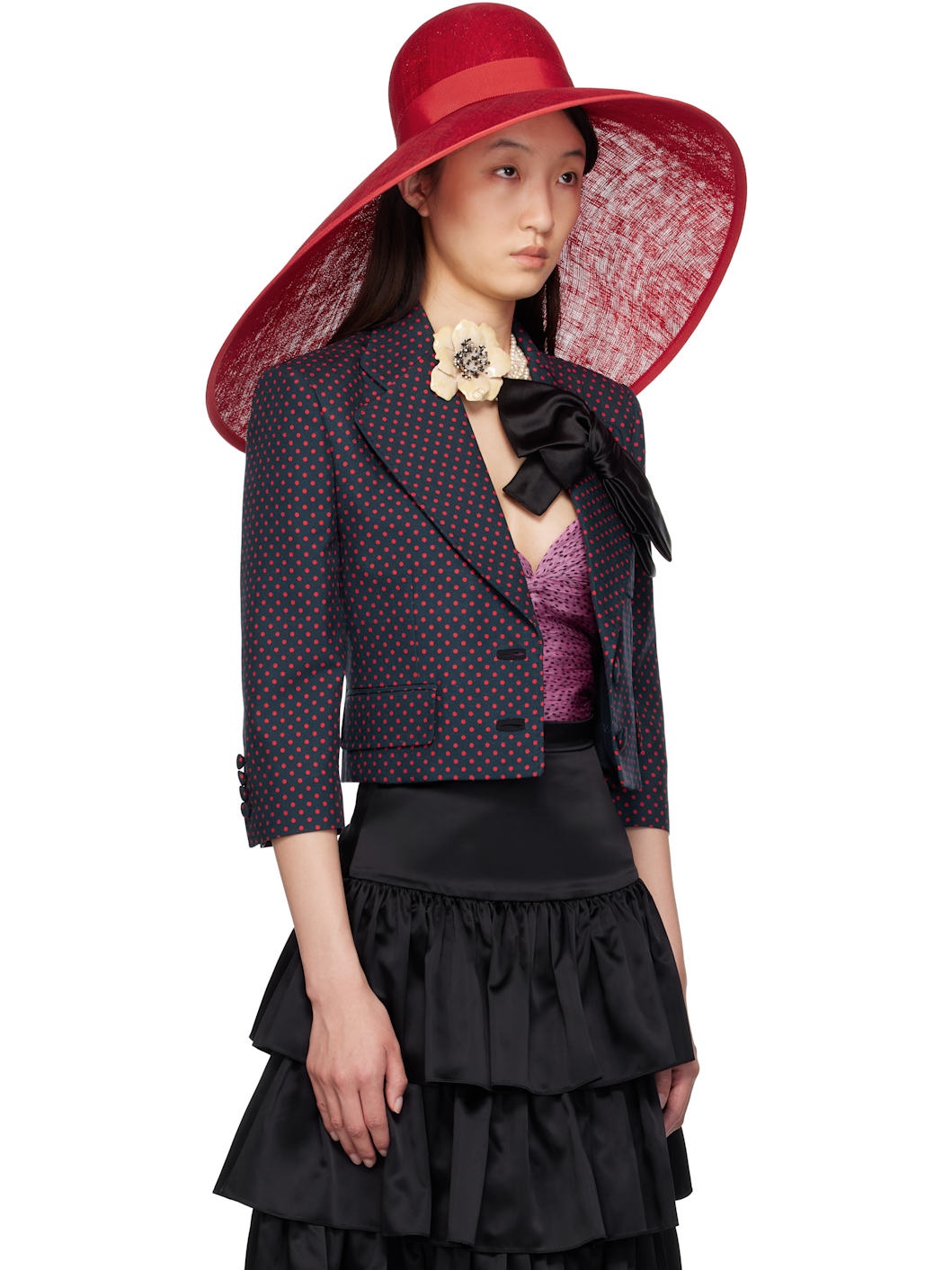 Red Large Brim Hat - 2