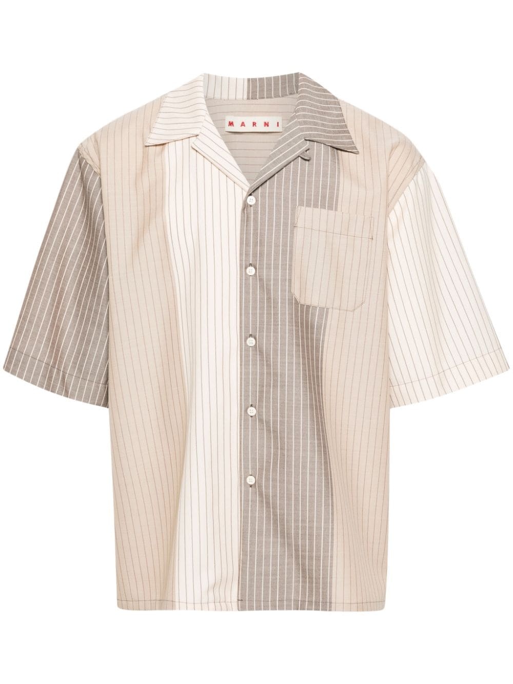 colour-block pinstriped shirt - 1