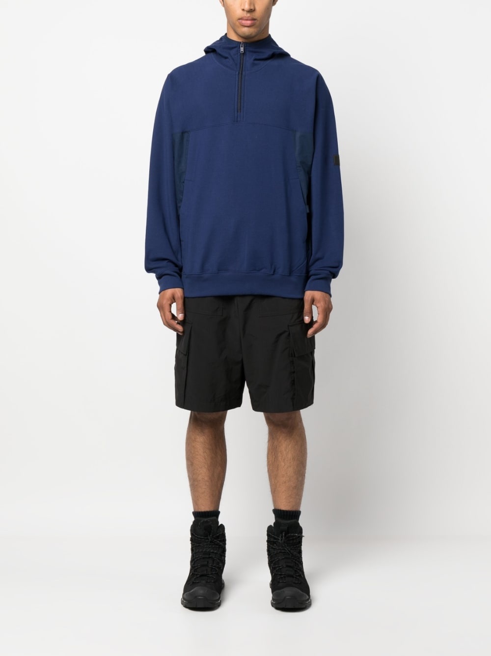organic cotton-blend short-zip hoodie - 2
