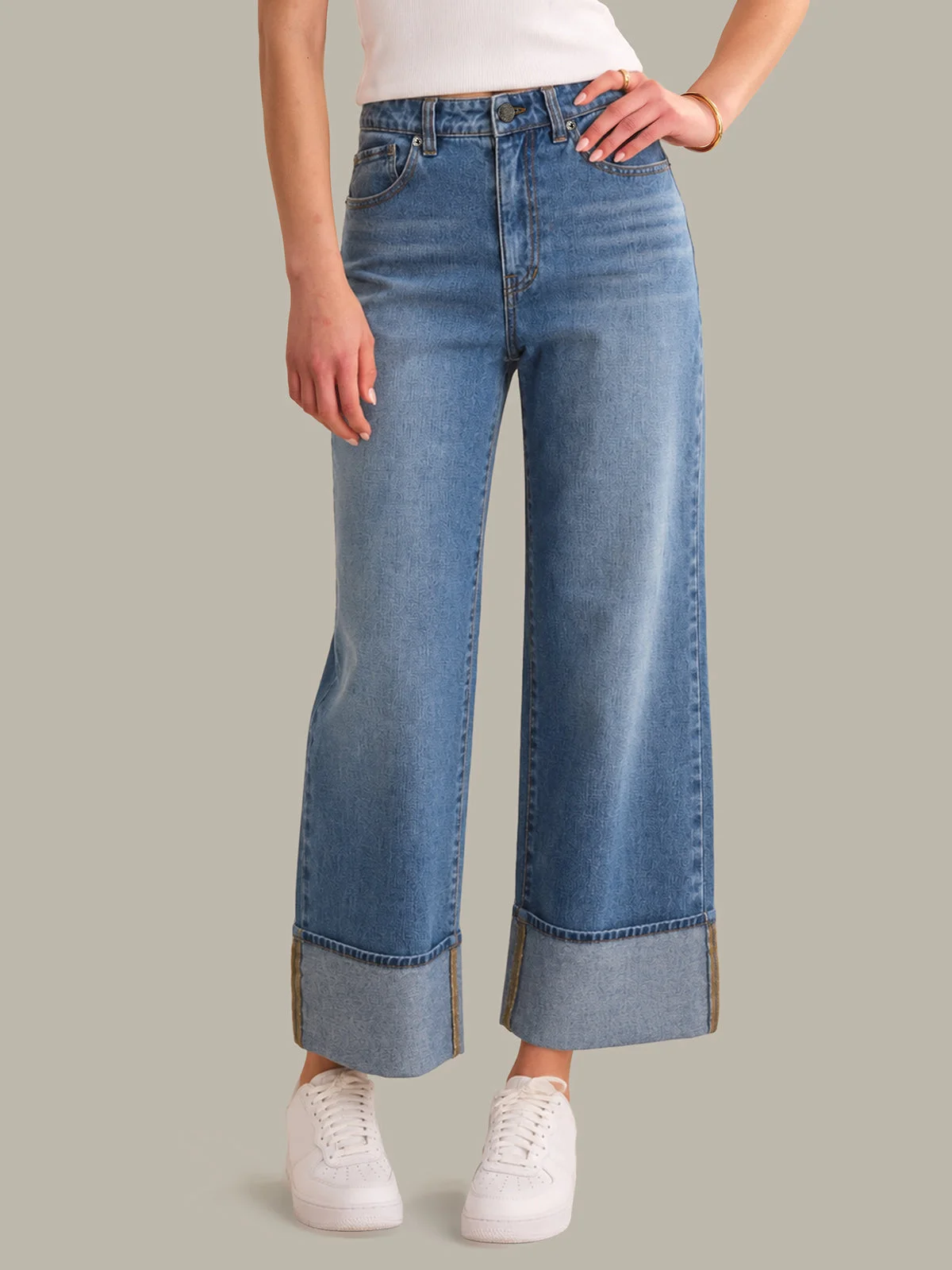 Amora: Mid-Rise Cropped Wide Leg Jeans - 1
