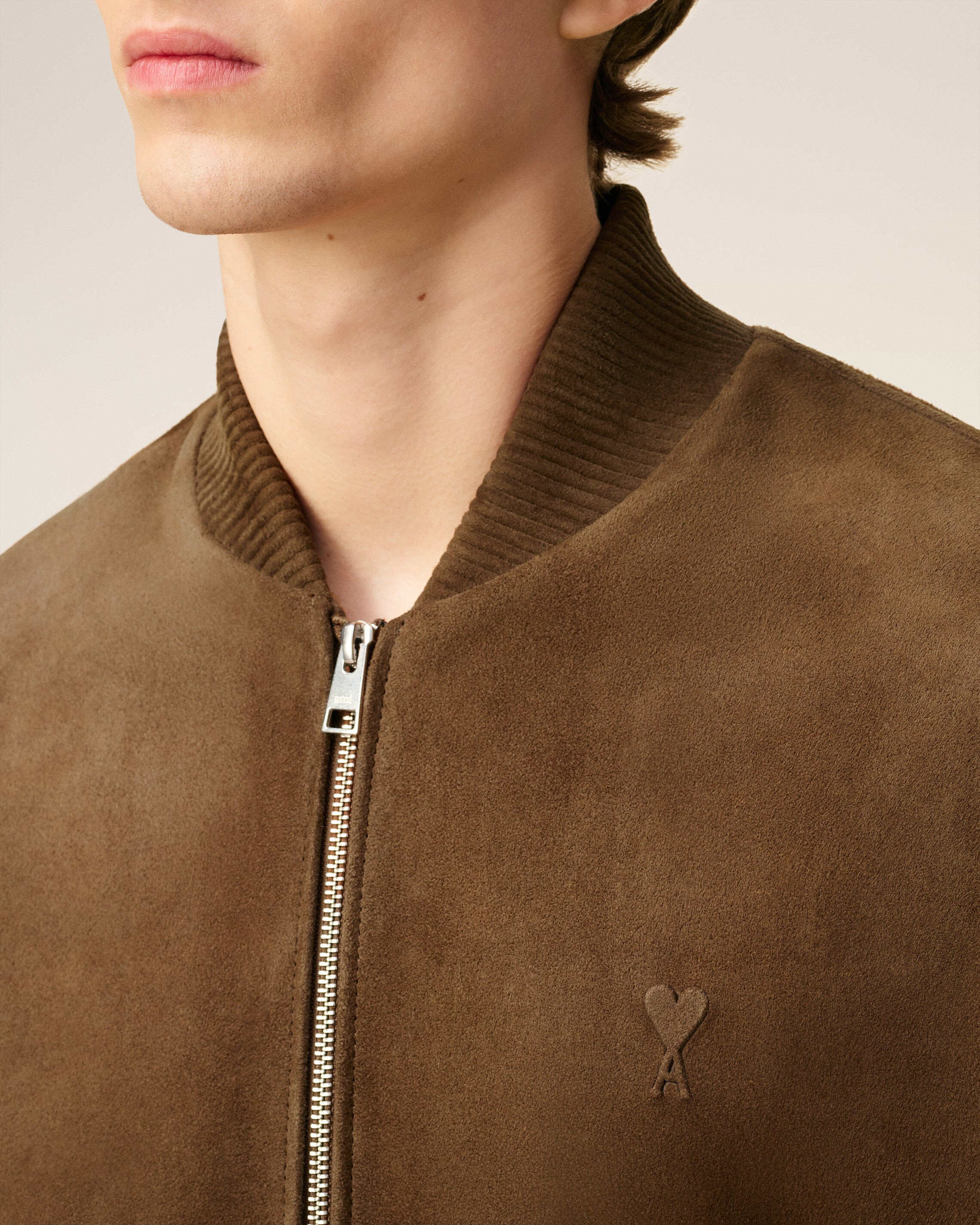 BROWN LEATHER ZIPPED JACKET - 4