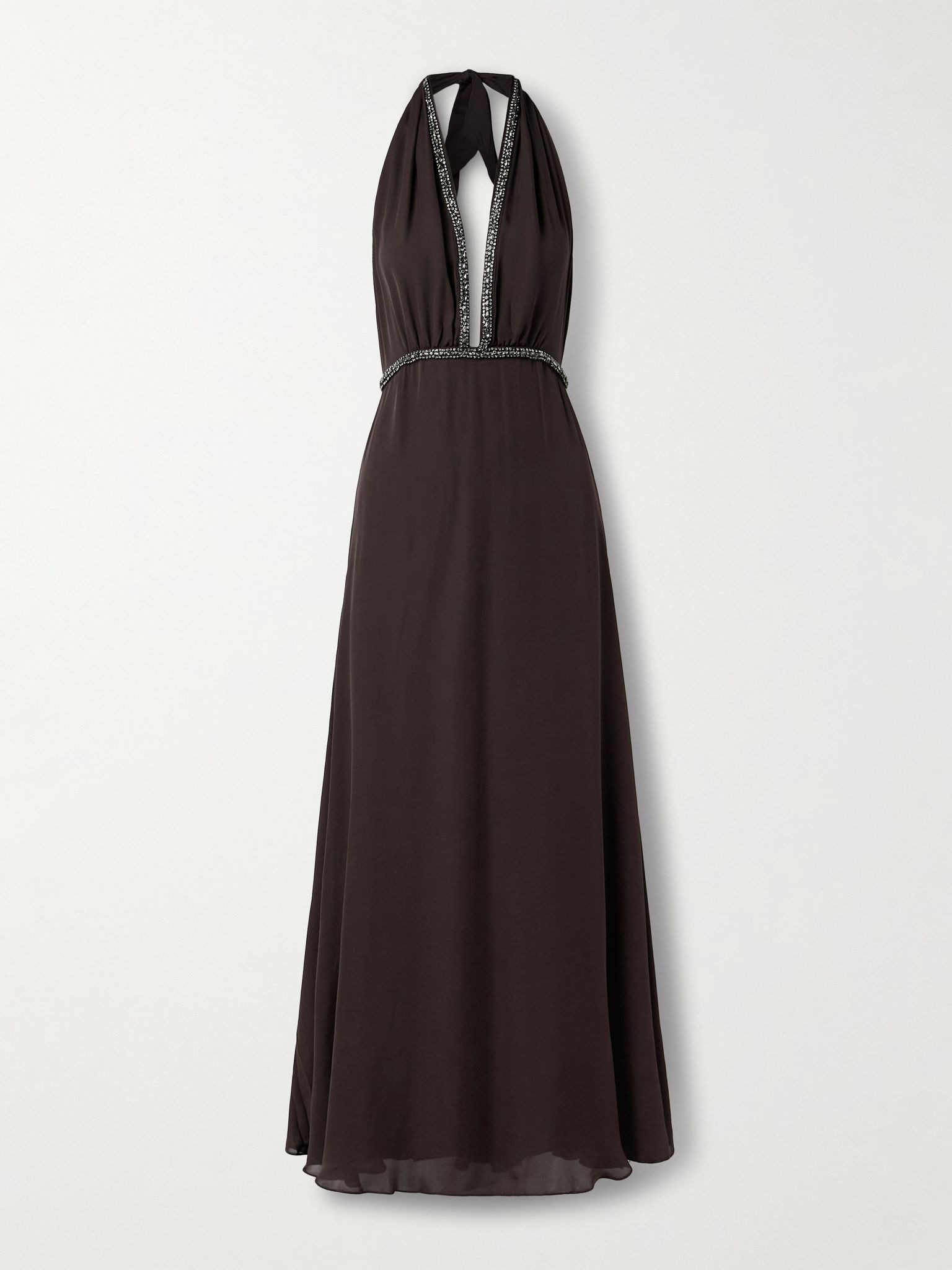 New Destiny crystal-embellished silk-georgette maxi dress Brown - 1