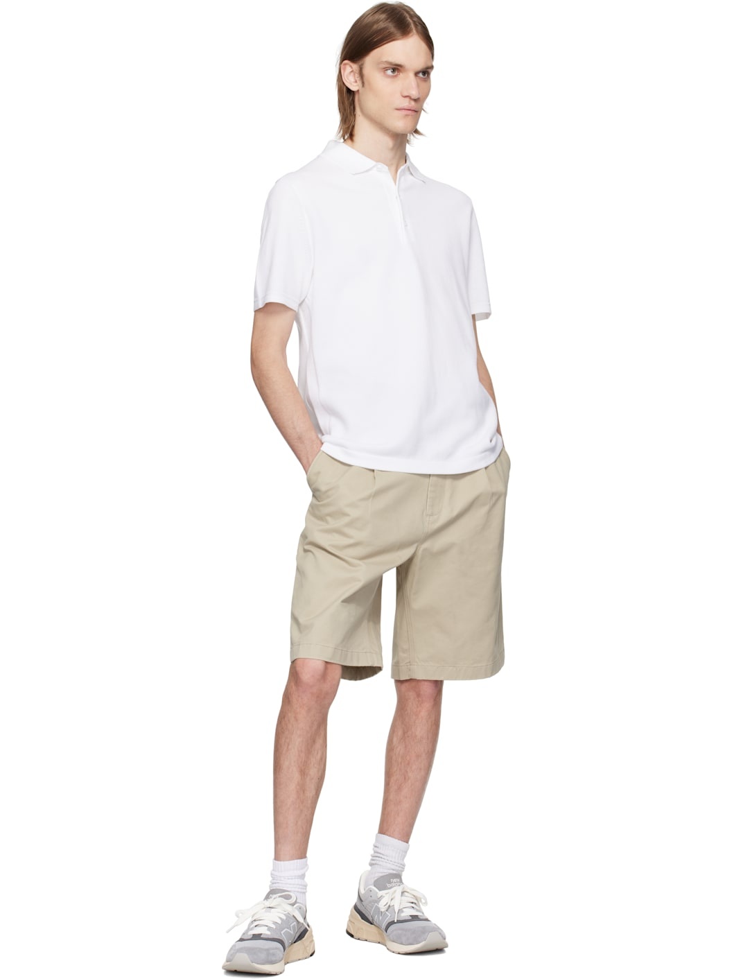 Beige Cotton Chino Sophomore Relaxed 10" Shorts - 4