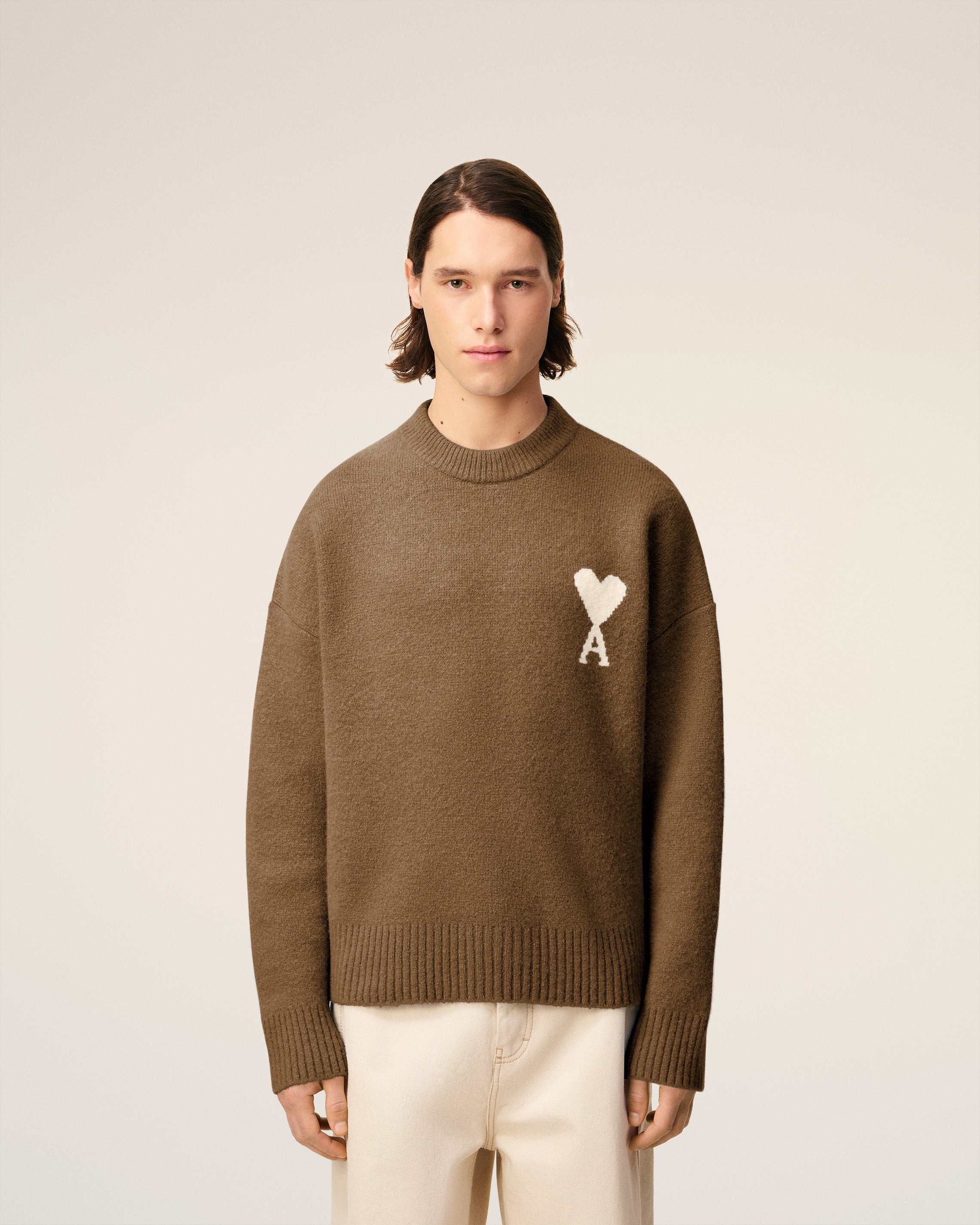 BROWN ALPACA AMI DE COEUR CREWNECK SWEATER - 3