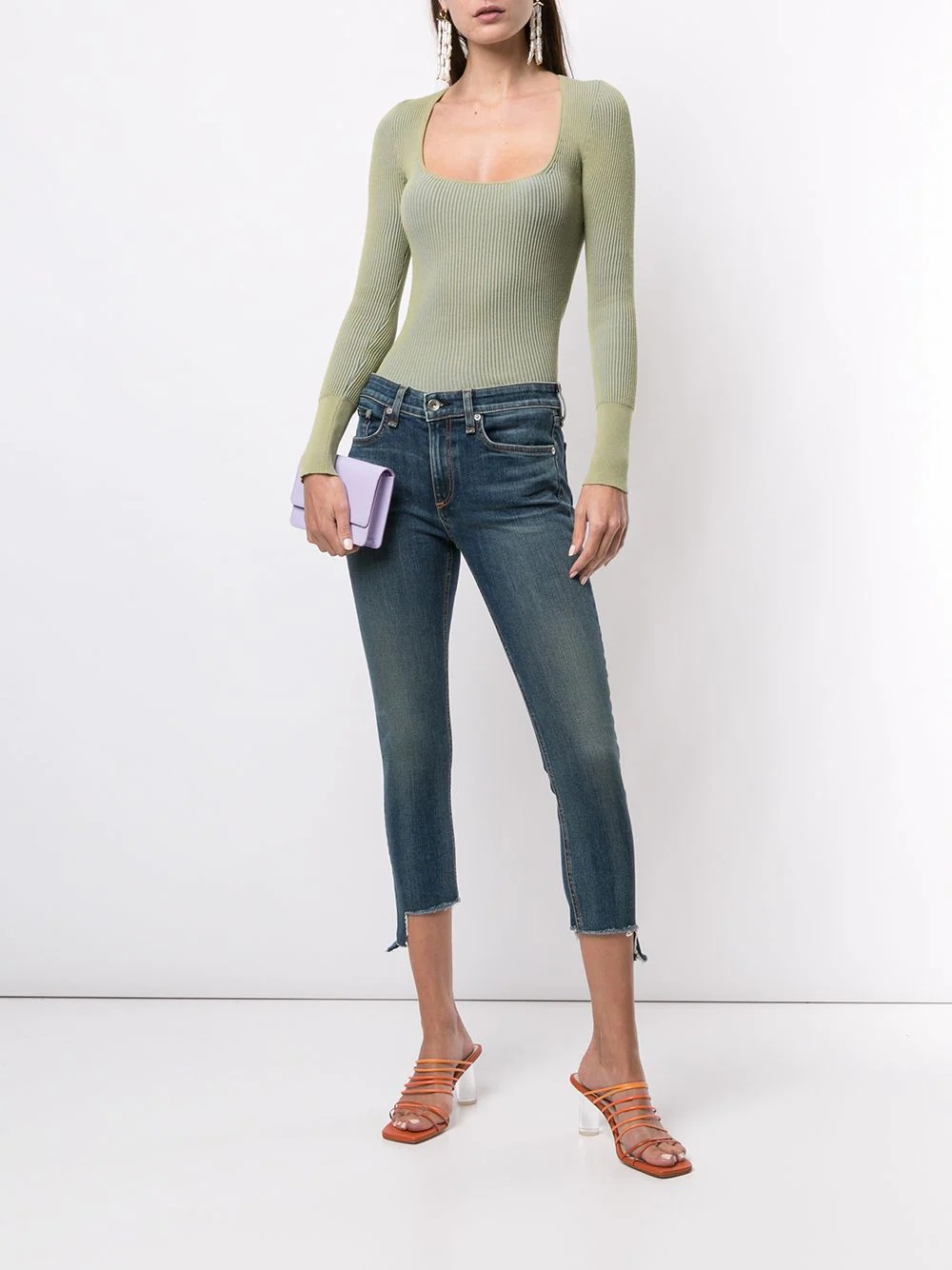 asymmetric skinny cropped jeans - 2