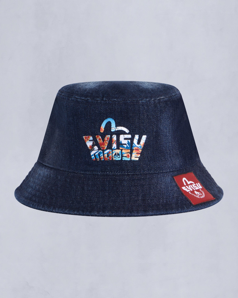 EVISU X MOOSE DENIM BUCKET HAT 1