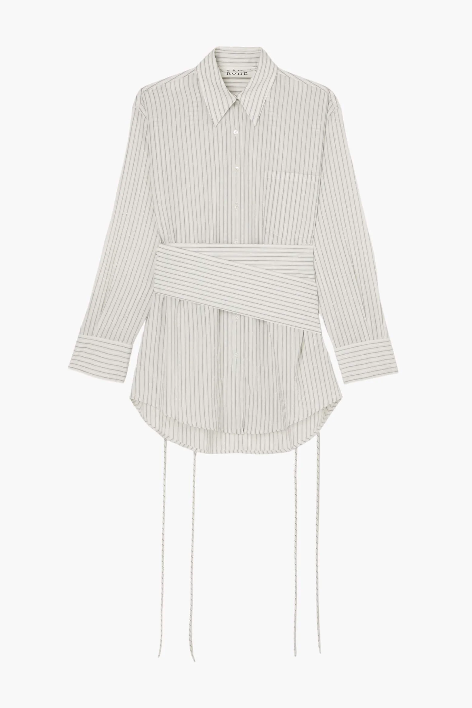 SILK STRIPE BELTED SHIRT - 1