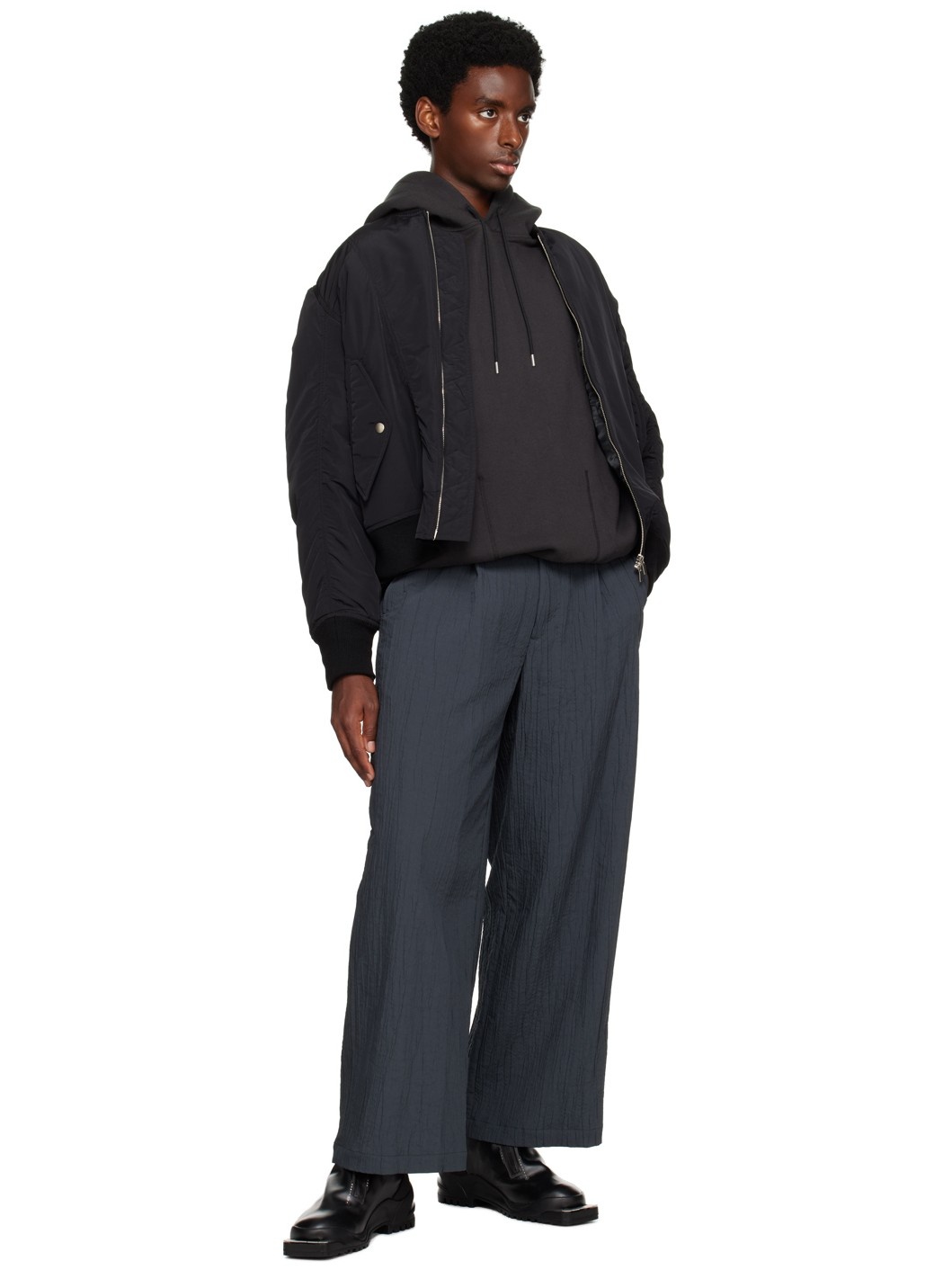 Gray Crinkled Trousers - 4
