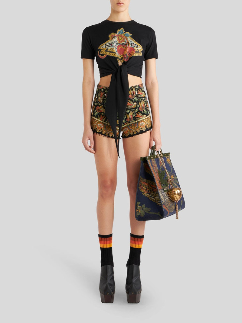Etro DENIM SHORTS WITH BIRD PRINT outlook