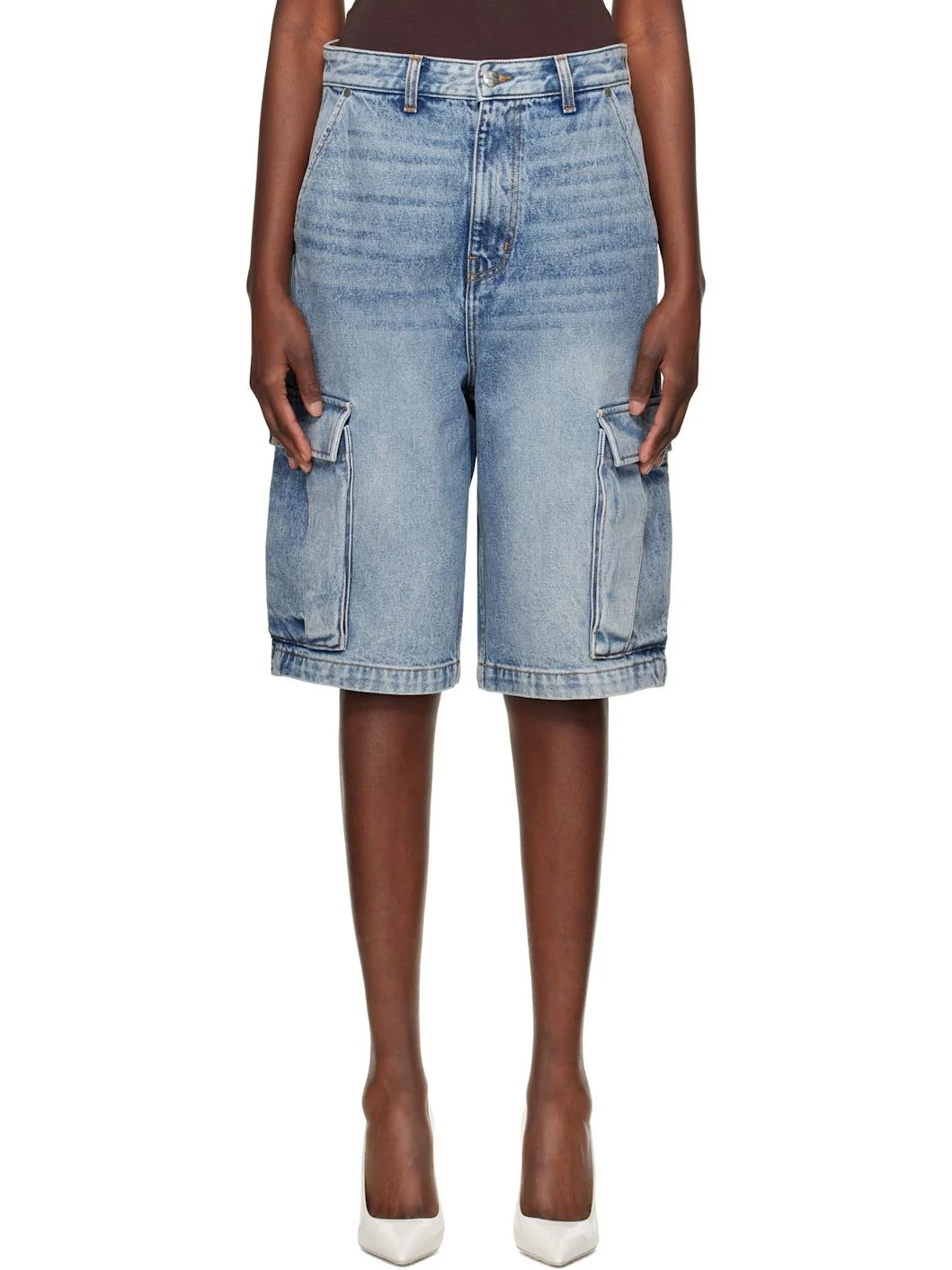Blue Baggy Denim Cargo Shorts - 1