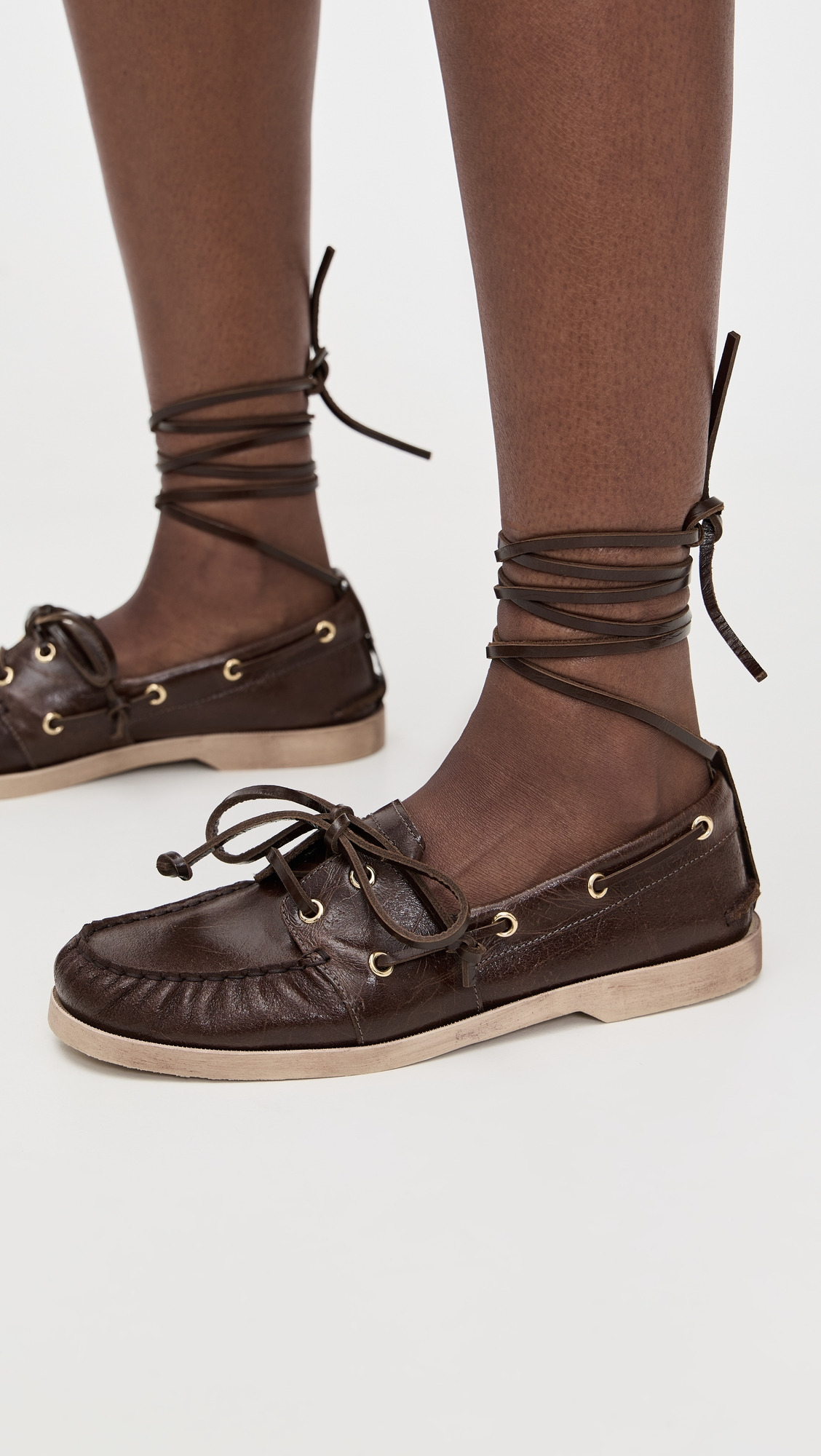 Wrinkled Leather Boat Shoes - 2