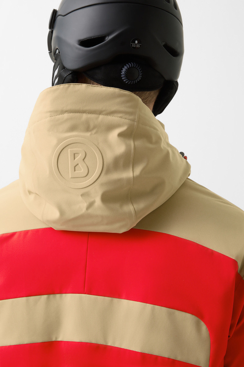 Danjo down ski jacket in Red/beige 8
