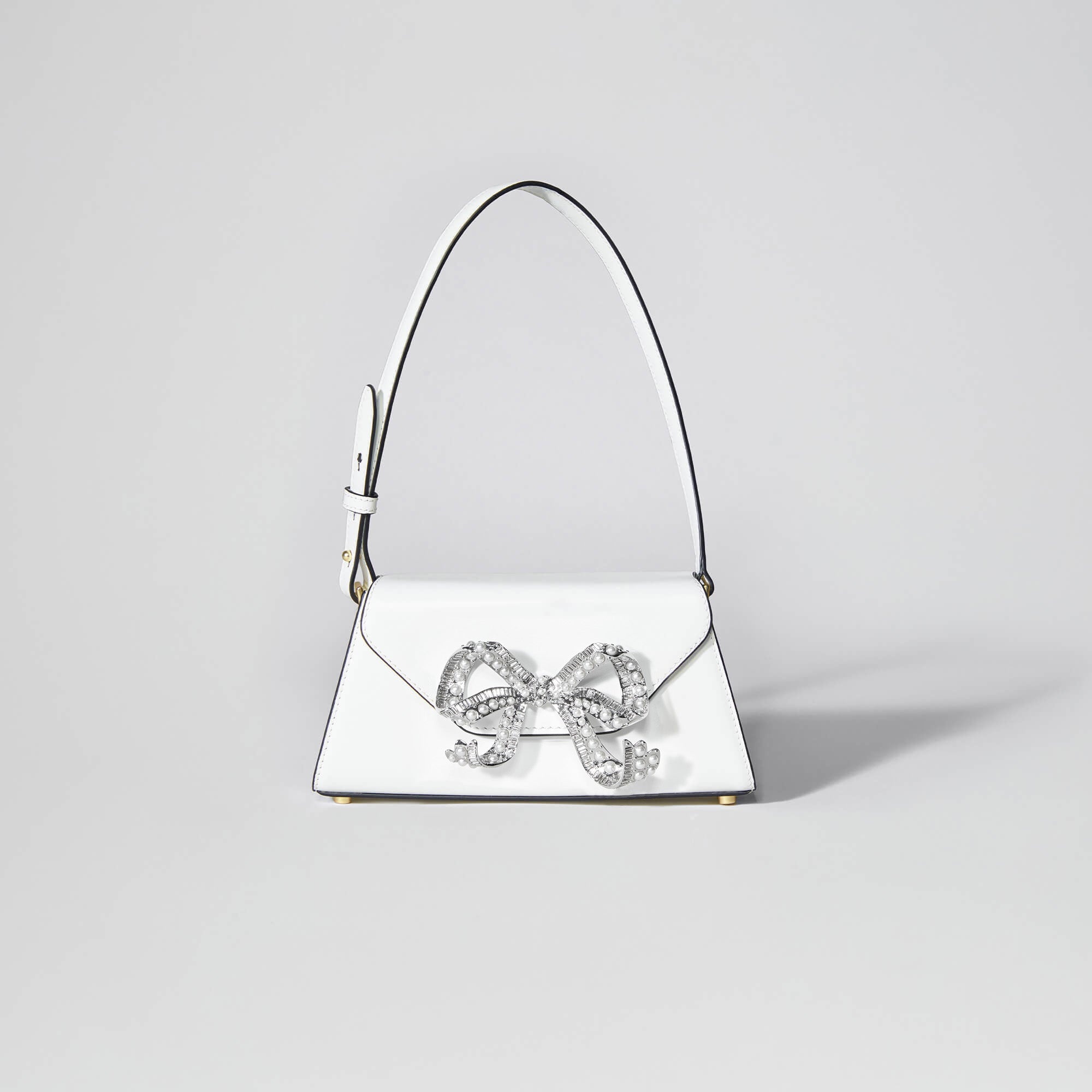 White Pearl Bow Mini Shoulder Bag - 1