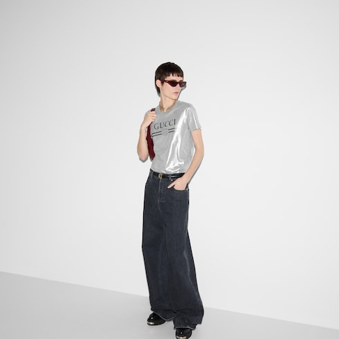 Printed laminated cotton T-shirt - 6