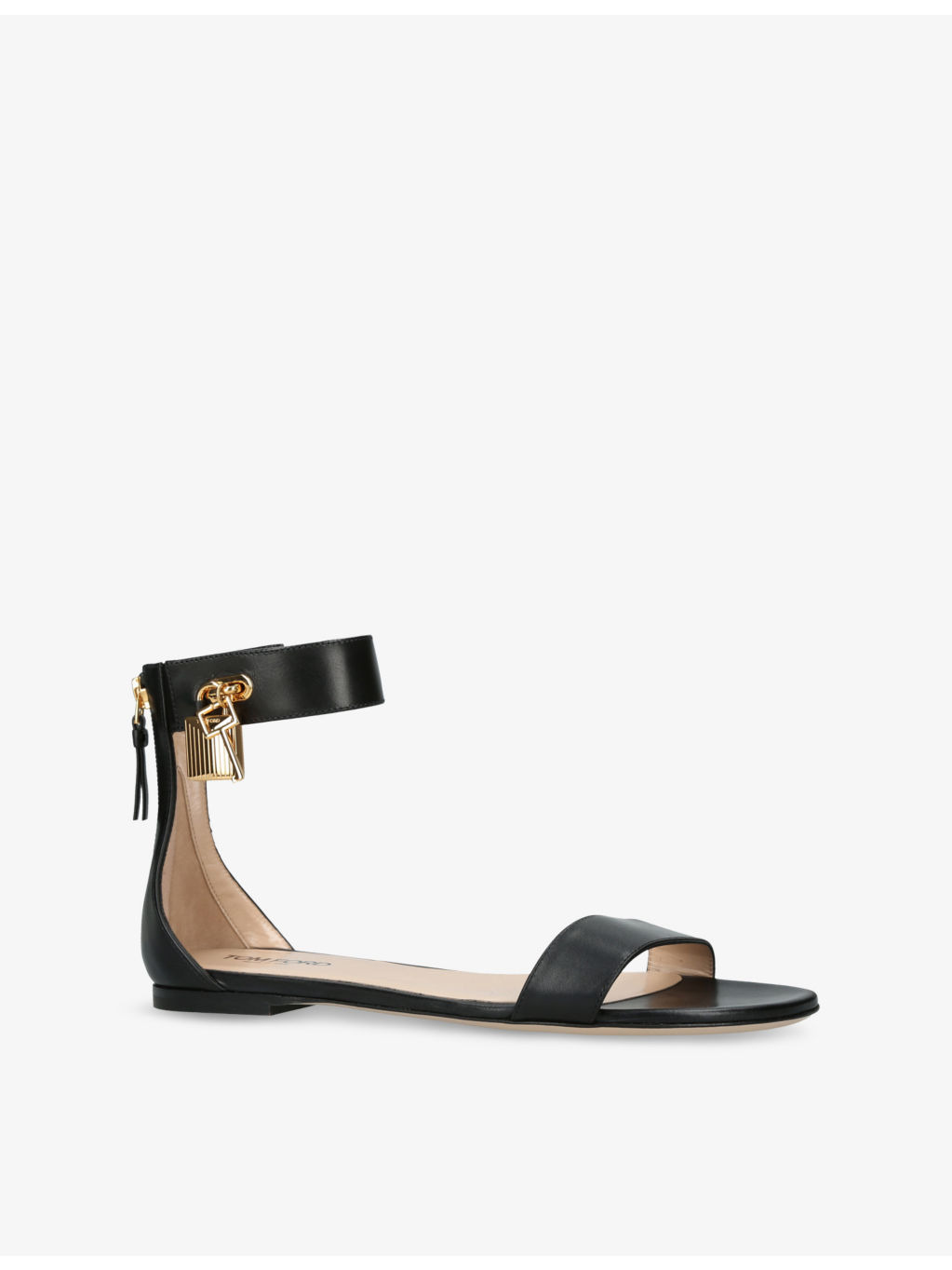 Padlock Leather Flat Sandals - 3