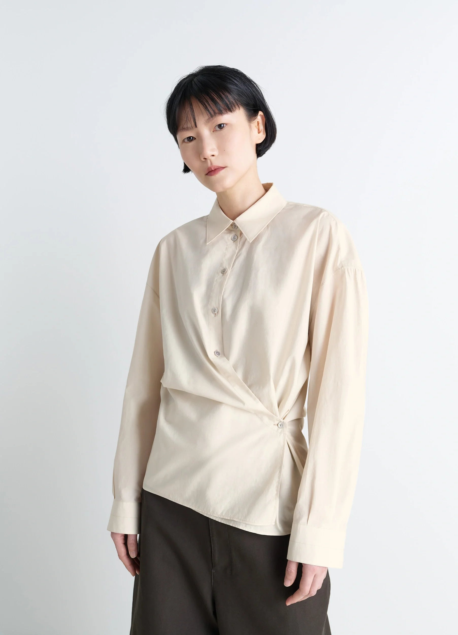 STRAIGHT COLLAR TWISTED SHIRT - 2