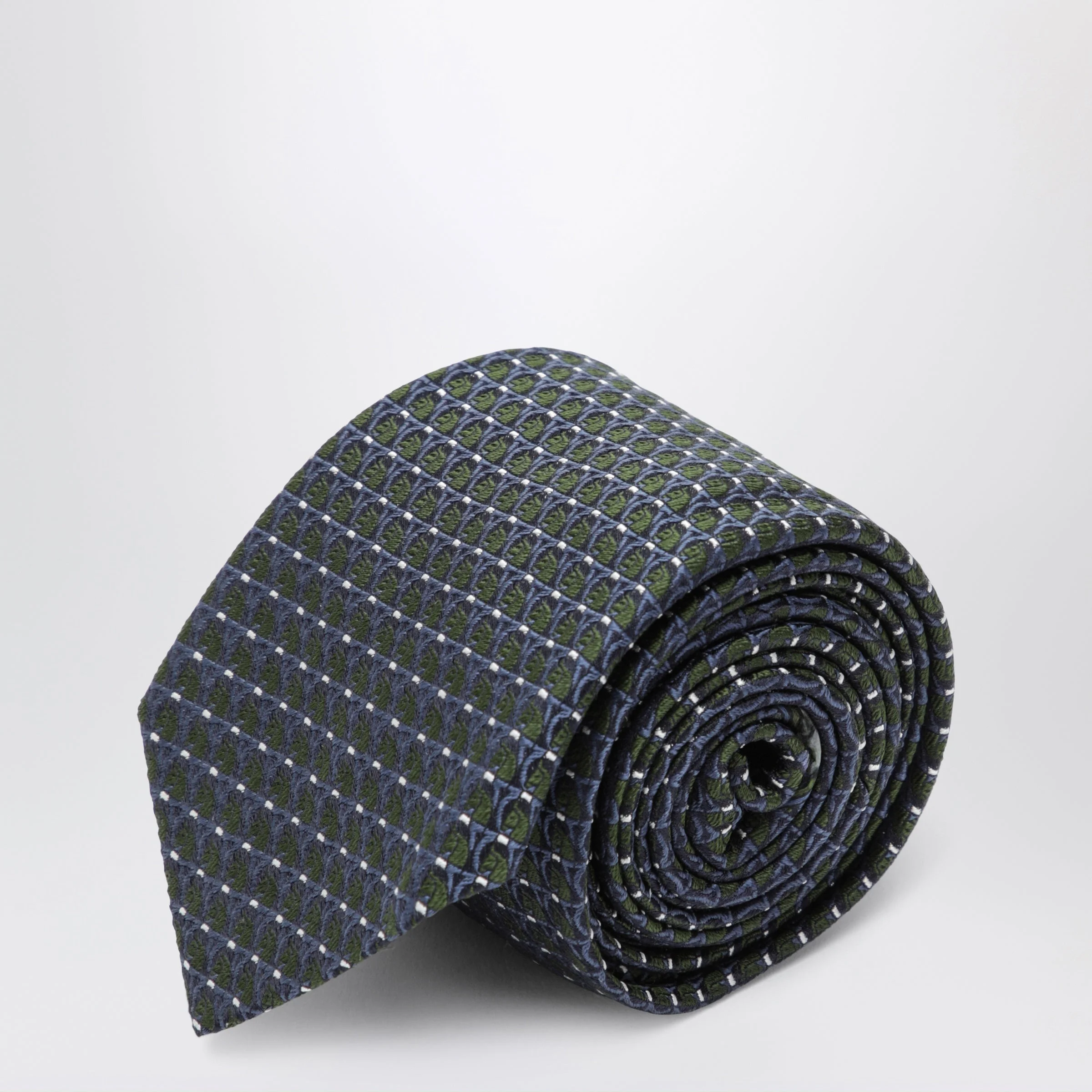 Dark green printed silk tie - 1