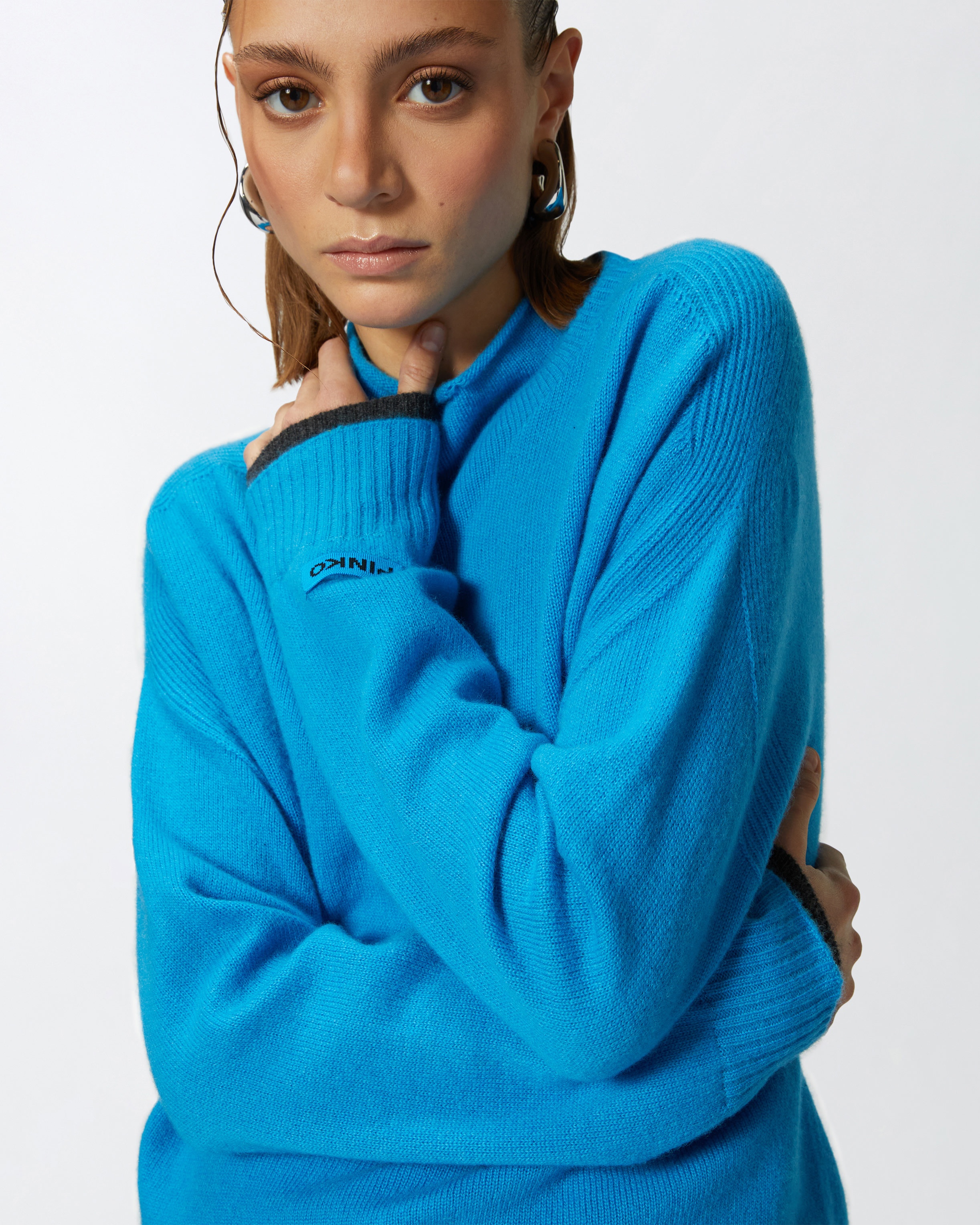 WOOL AND CASHMERE SWEATER WITH STAND-UP COLLAR - 5