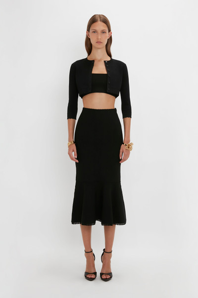 Victoria Beckham VB Body Cropped Cardigan In Black outlook