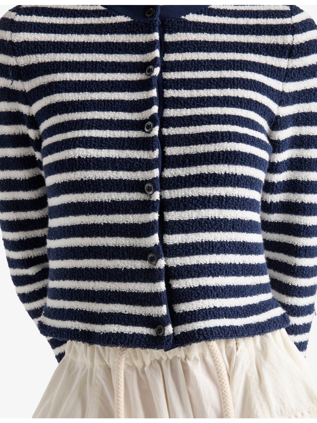 Striped Boucle Knitted Cardigan - 5