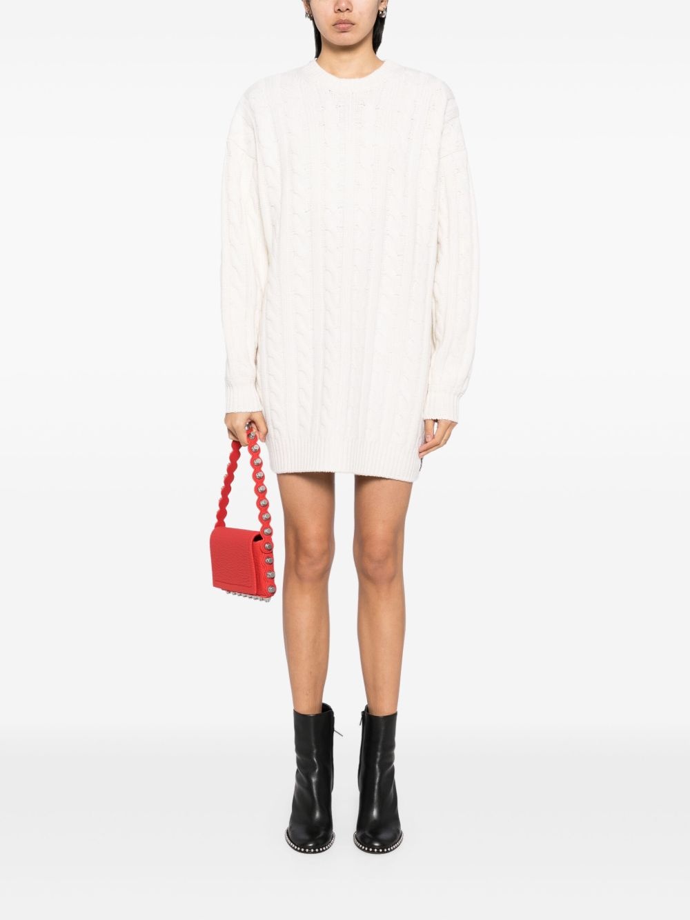 bead-hotfix cable-knit dress - 2
