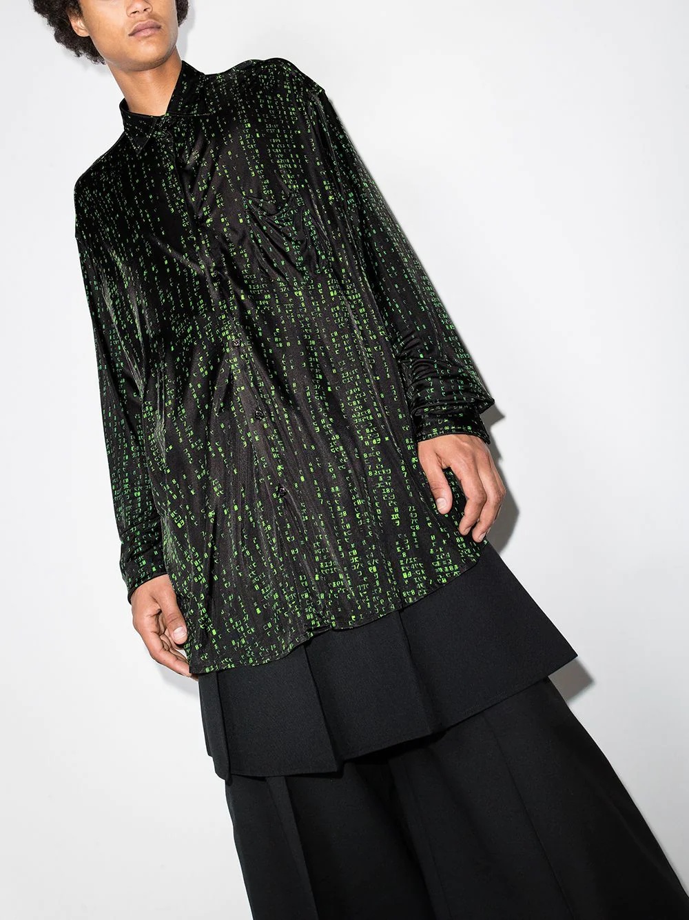 Green Code long-sleeve shirt - 2