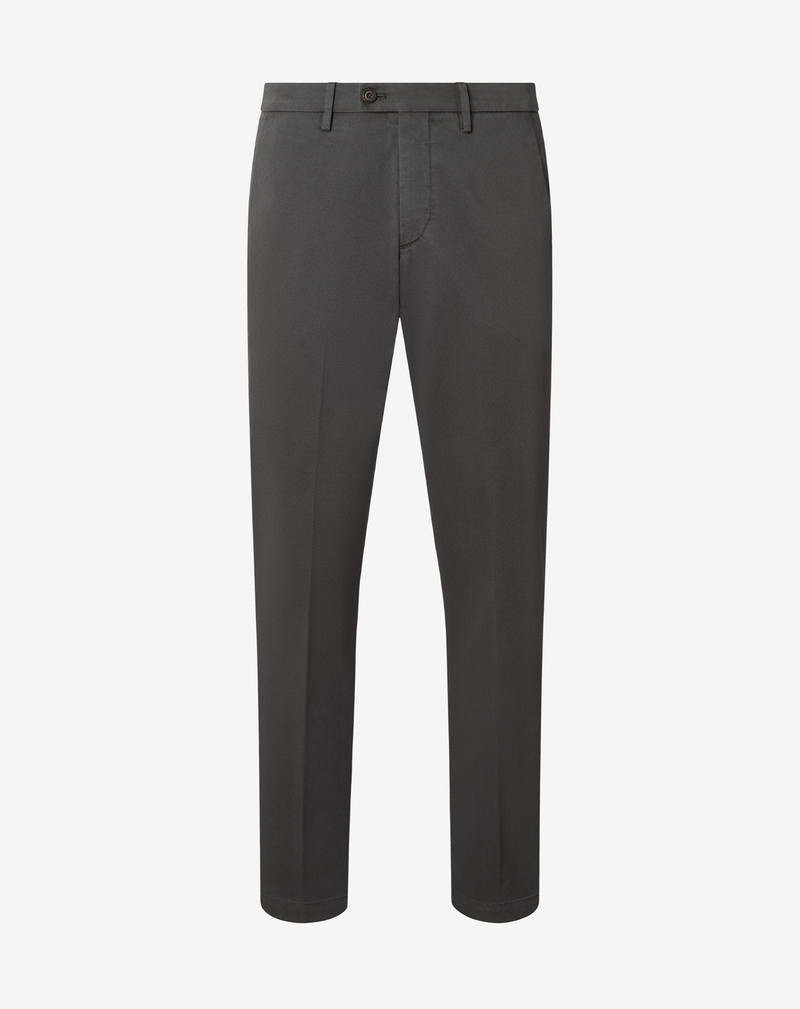 Anthracite grey garment-dyed stretch cotton trousers 1