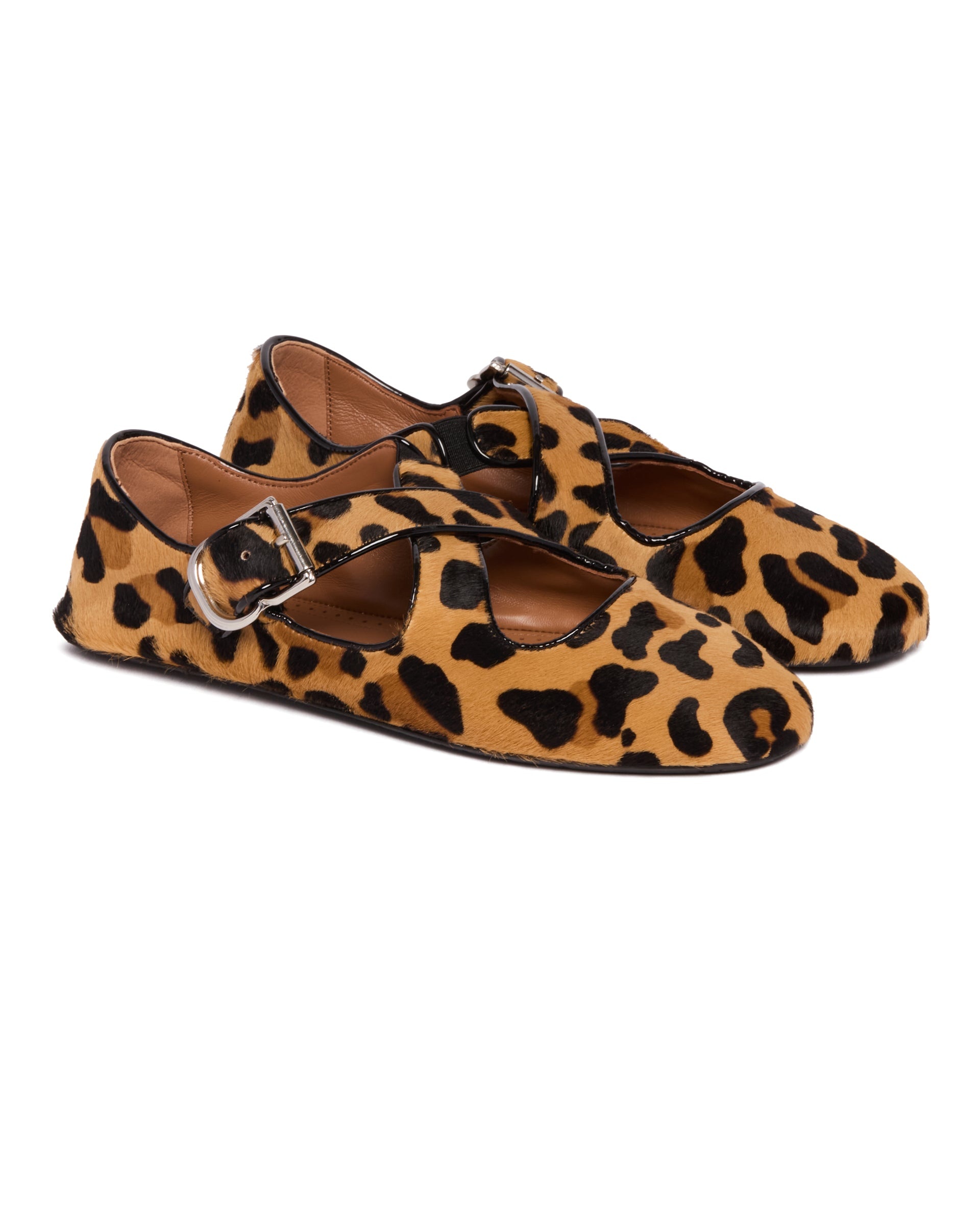 Multicolor Leopard Print Crossed Flat Ballerinas - 3