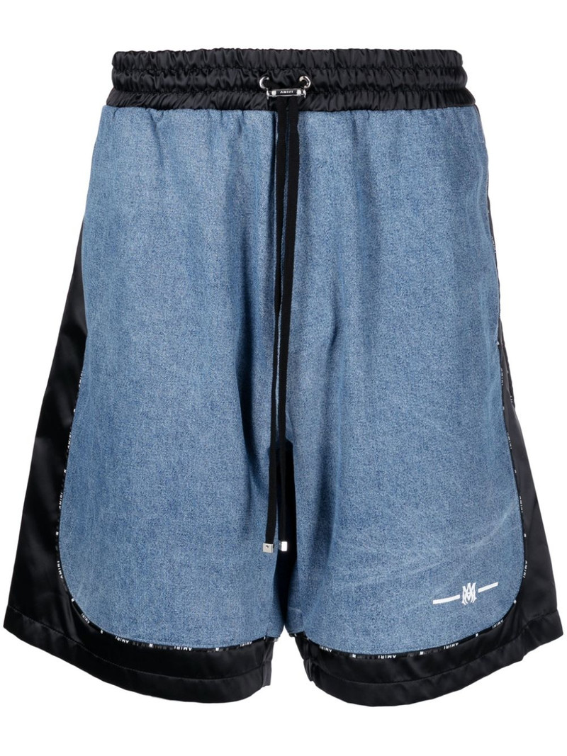 denim-panelled track shorts 1