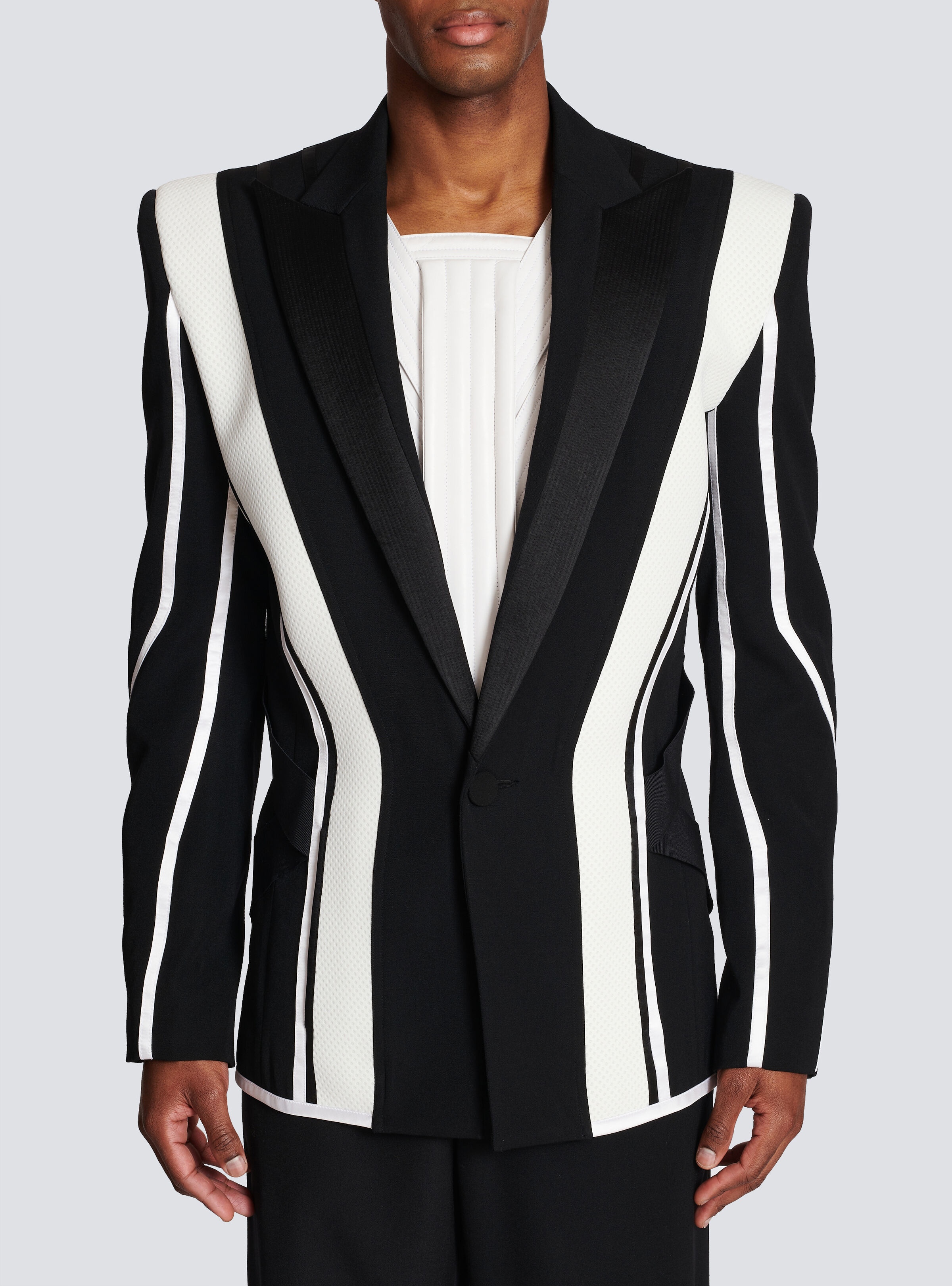 Wool blazer with inserts - 5