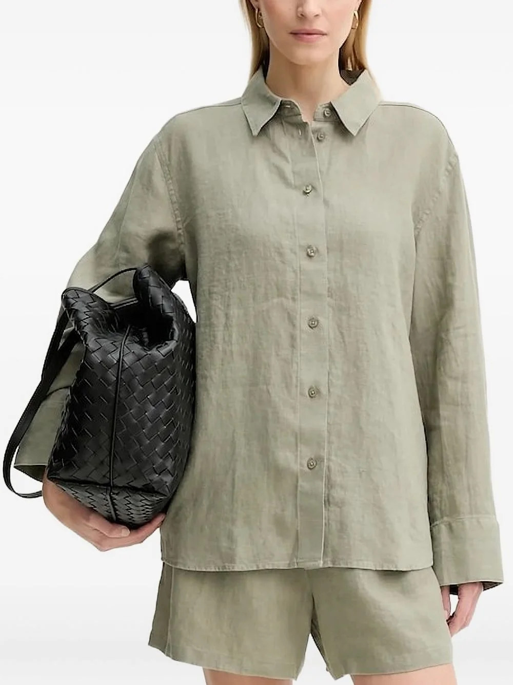 button-down linen shirt - 1