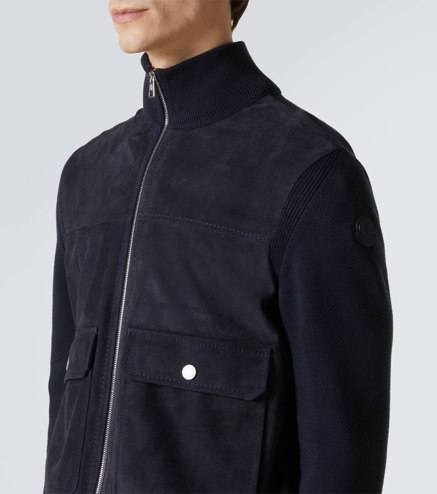 Suede-trimmed wool and cotton jacket - 5