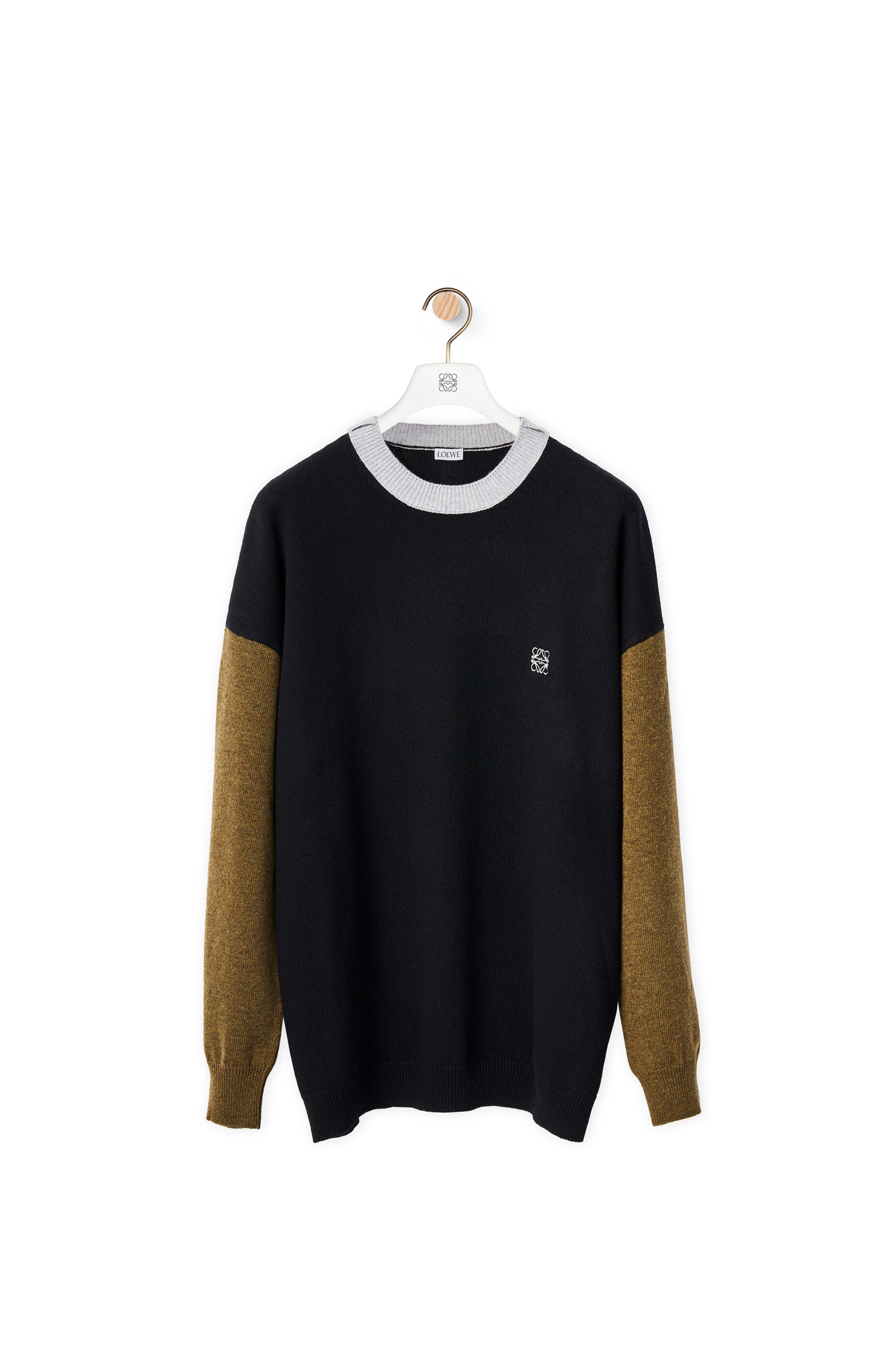 Crewneck colour block sweater in wool - 1