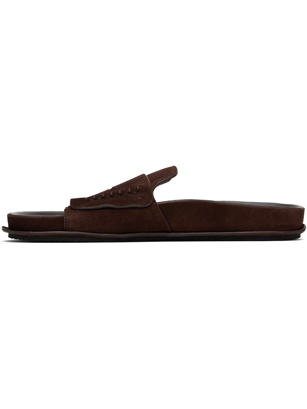Brown Suede Loafer Sandals - 3